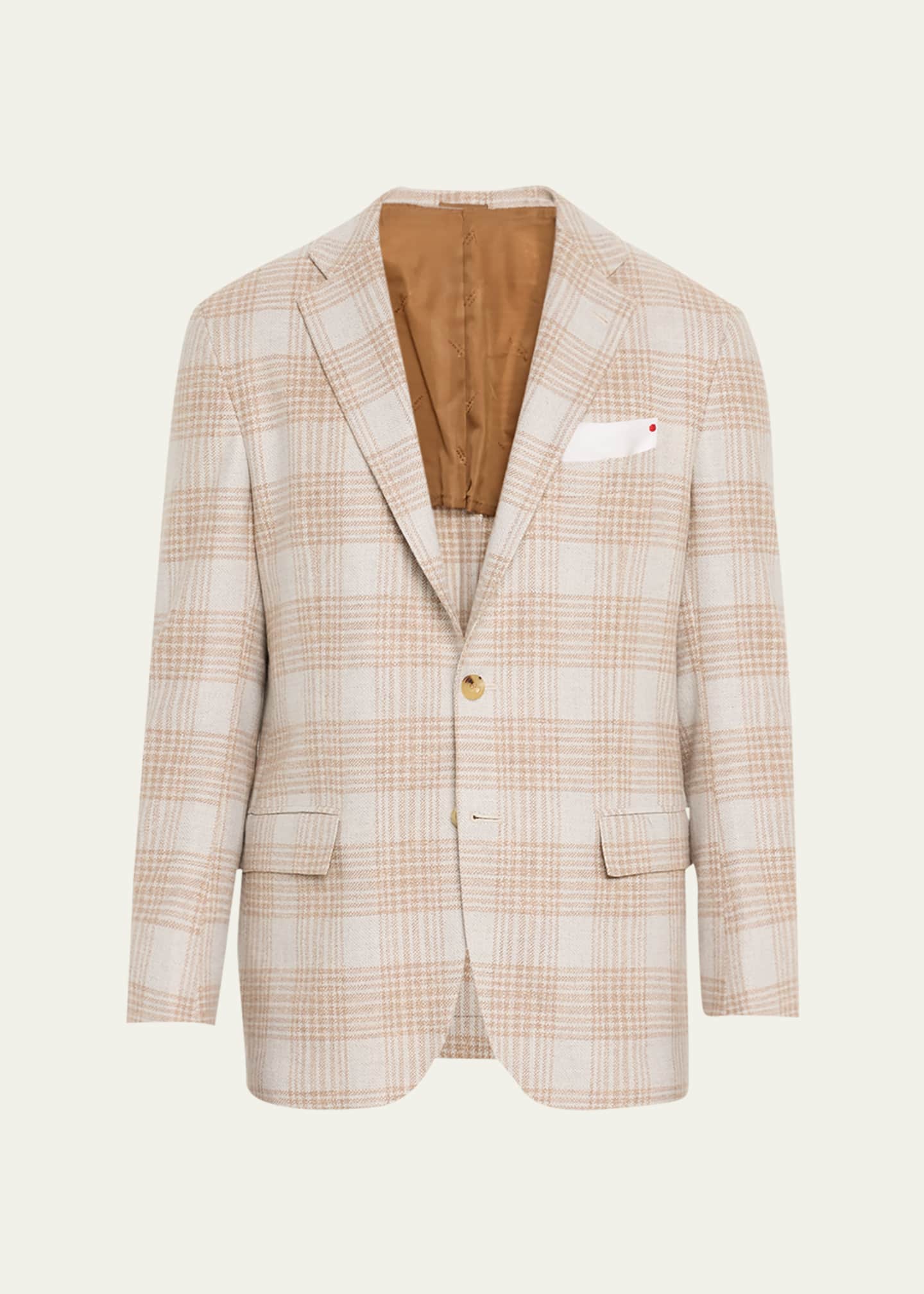 Kiton Men's Cashmere Plaid Sport Jacket Image 1 of 5
