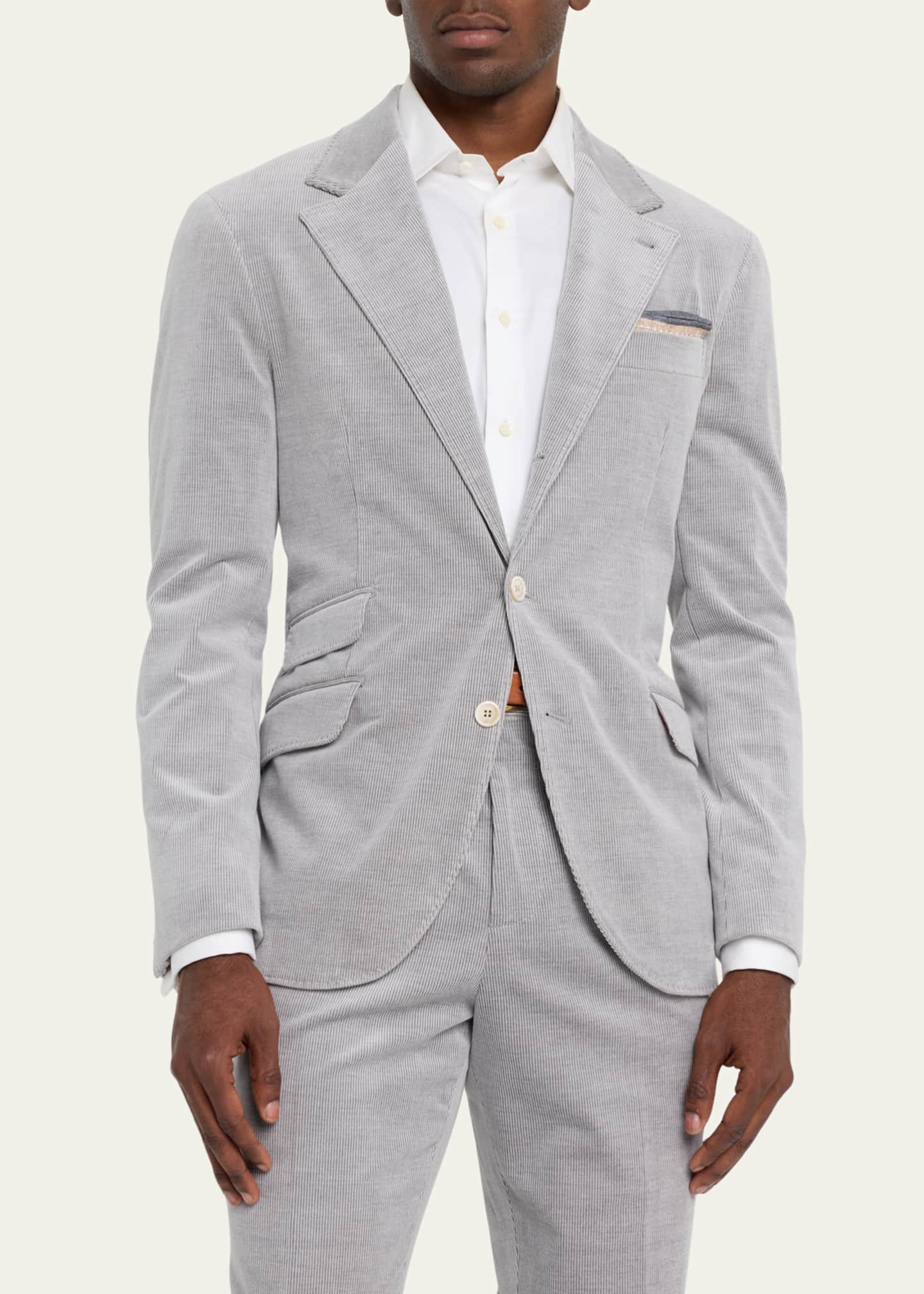 Brunello Cucinelli Men's Cotton-Cashmere Stretch Corduroy Suit Image 4 of 5