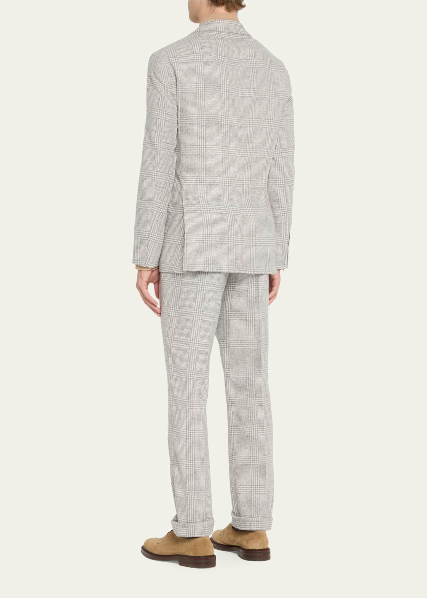 Brunello Cucinelli Men's Plaid Cashmere-Blend Suit Image 3 of 5