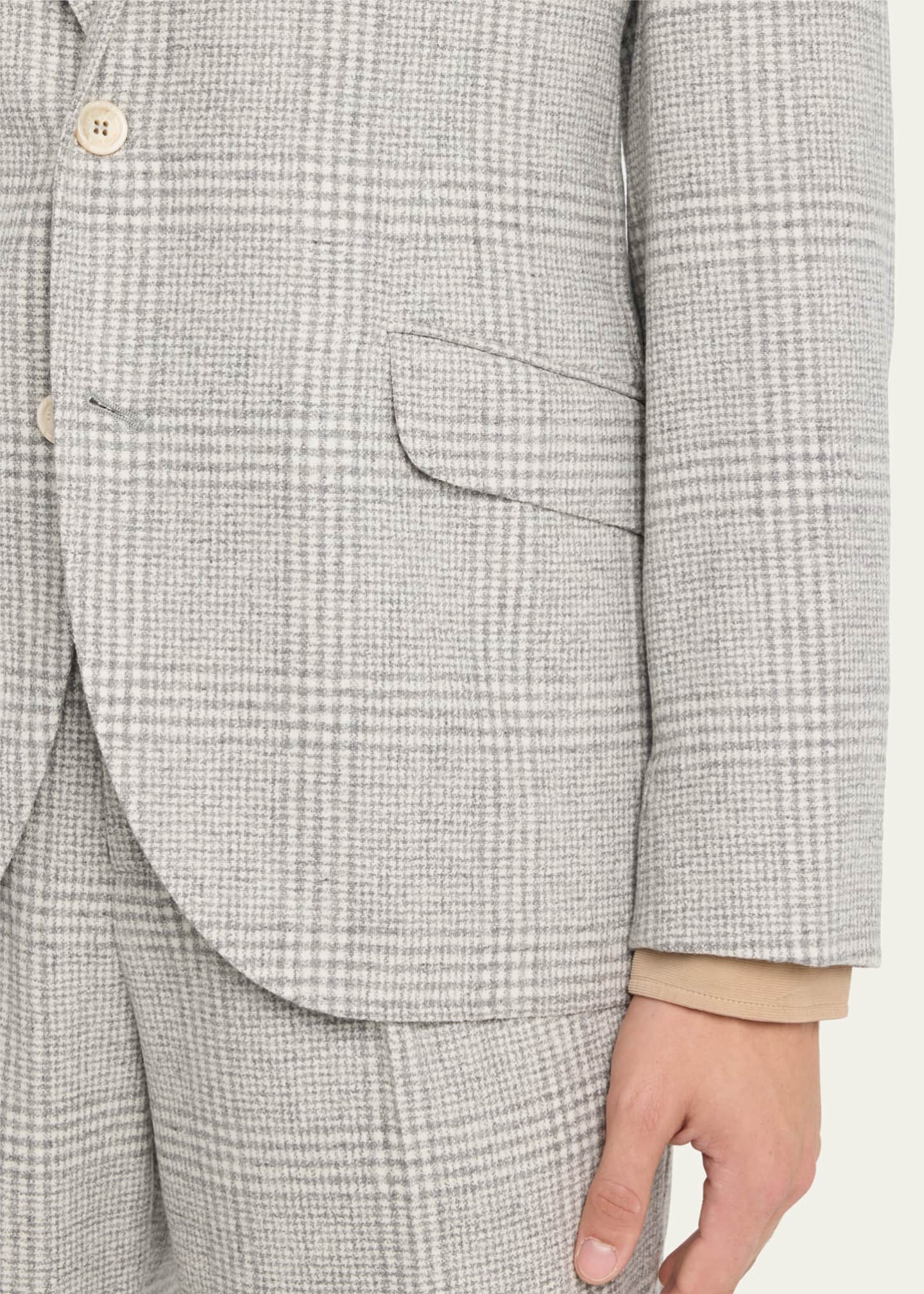 Brunello Cucinelli Men's Plaid Cashmere-Blend Suit Image 5 of 5