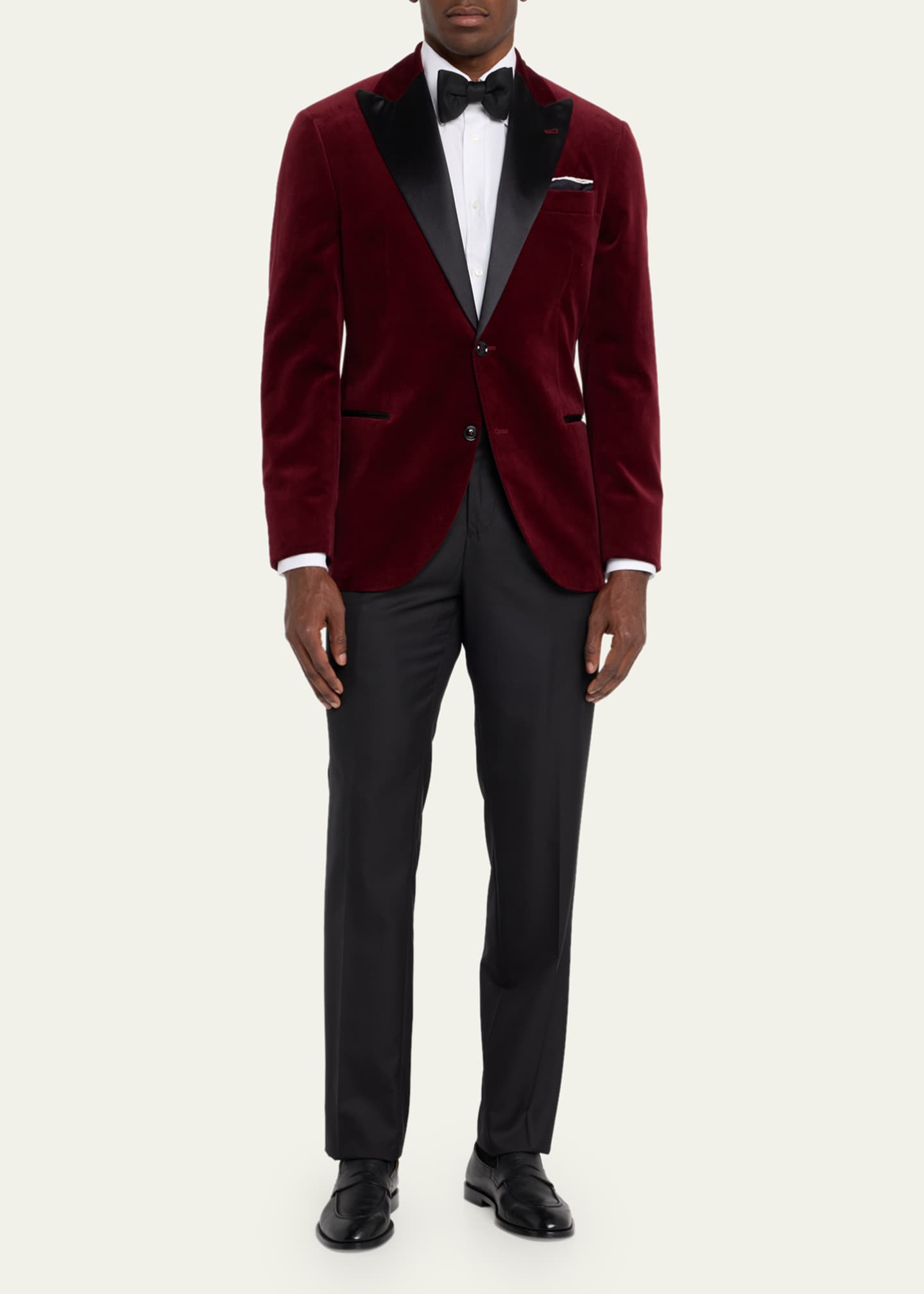 Brunello Cucinelli Men's Solid Tuxedo Fabric Dress Trousers Image 2 of 5