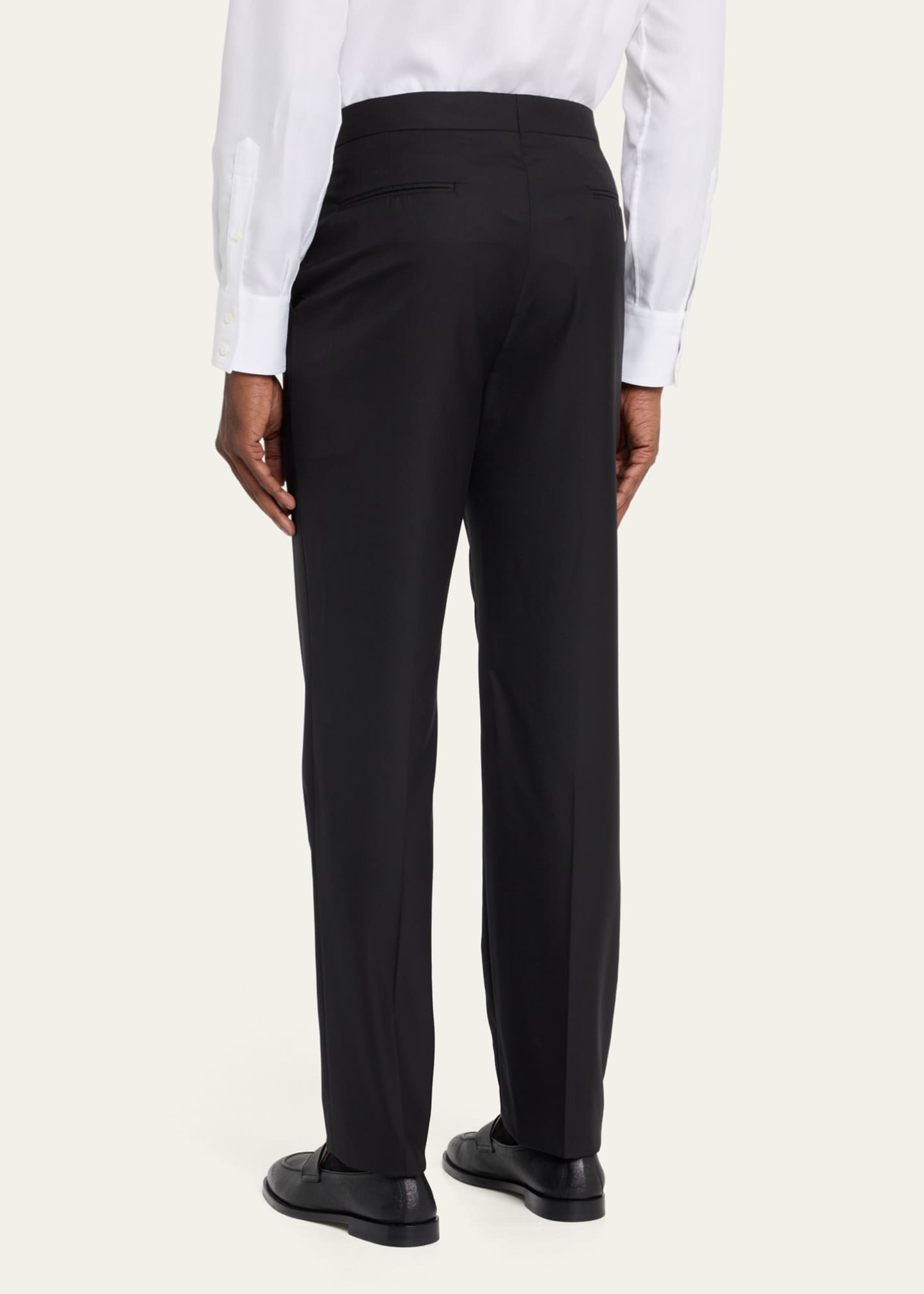 Brunello Cucinelli Men's Solid Tuxedo Fabric Dress Trousers Image 3 of 5