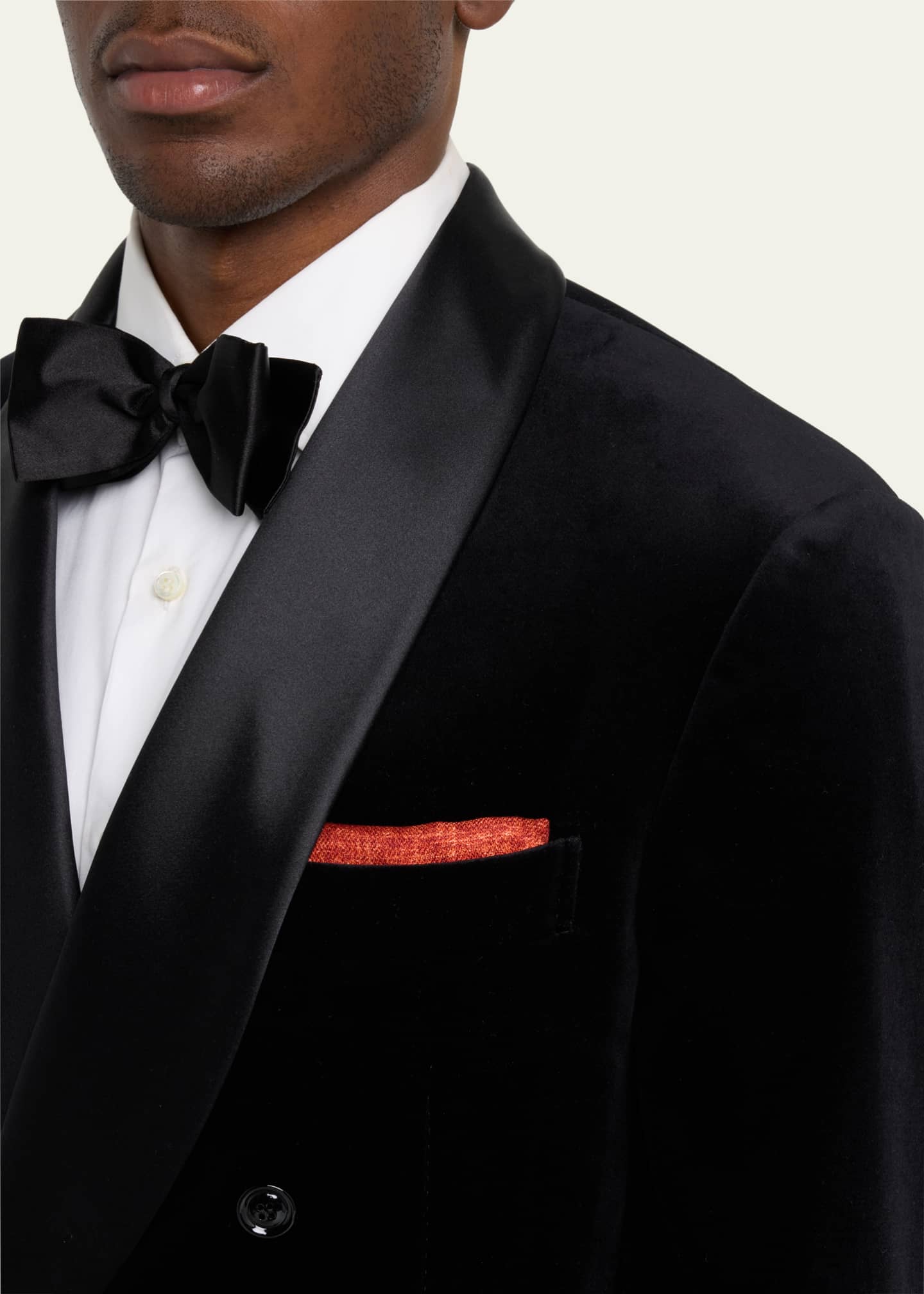 Brunello Cucinelli Men's Velvet Double-Breasted Shawl Tuxedo Image 5 of 5