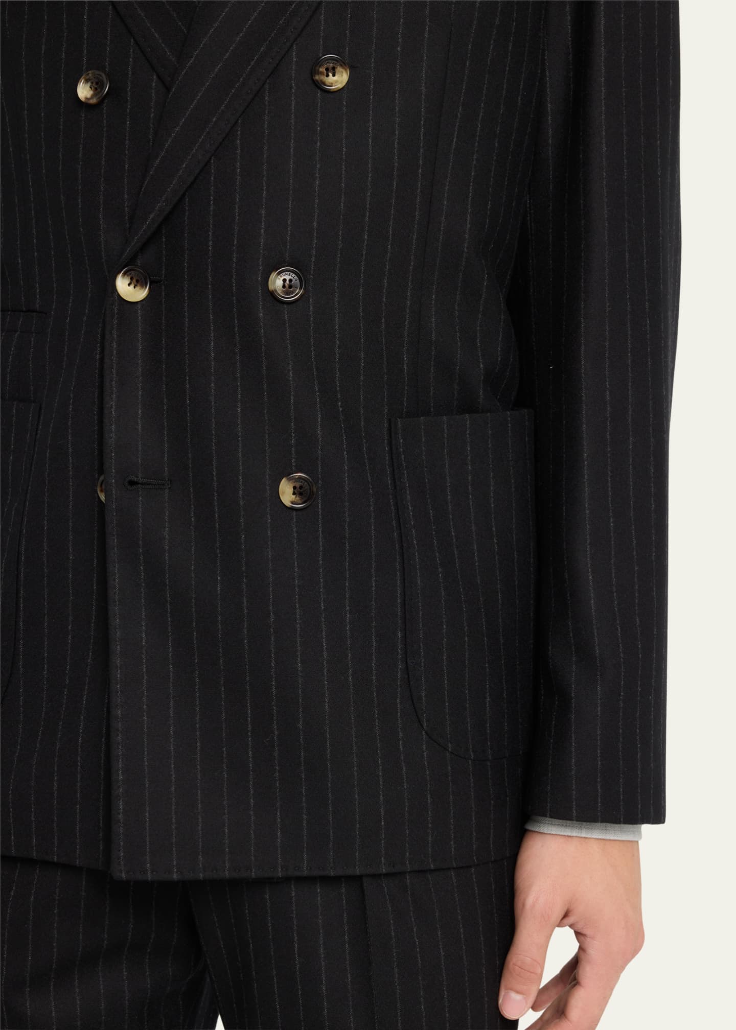 Brunello Cucinelli Men's Pinstriped Flannel Double-Breasted Suit
