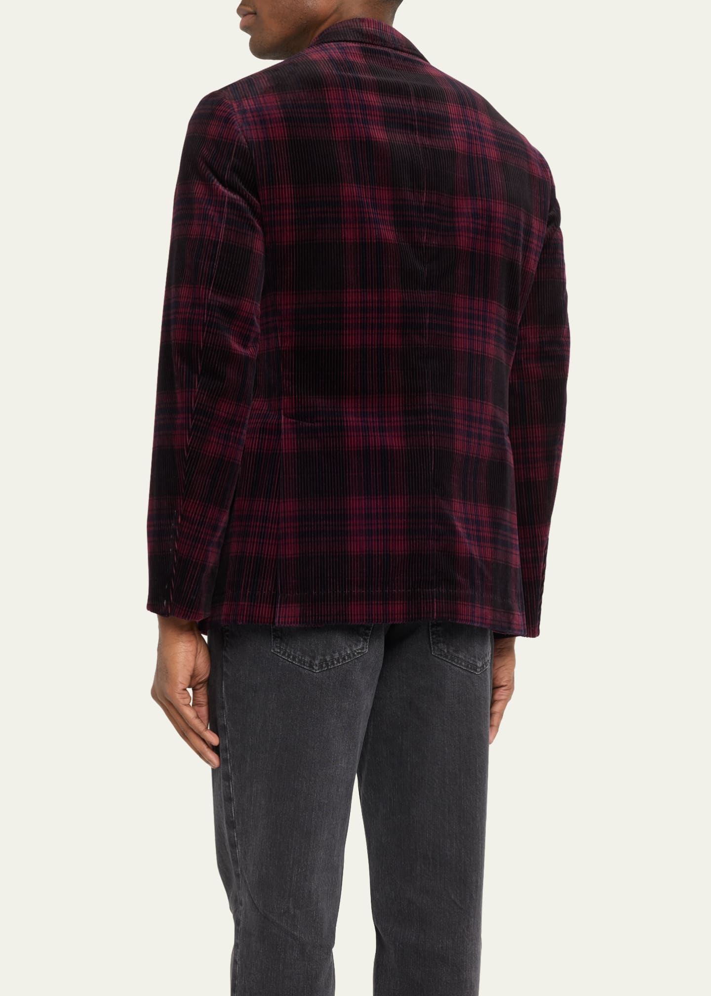 Brunello Cucinelli Men's Corduroy Plaid Formal Jacket Image 3 of 5