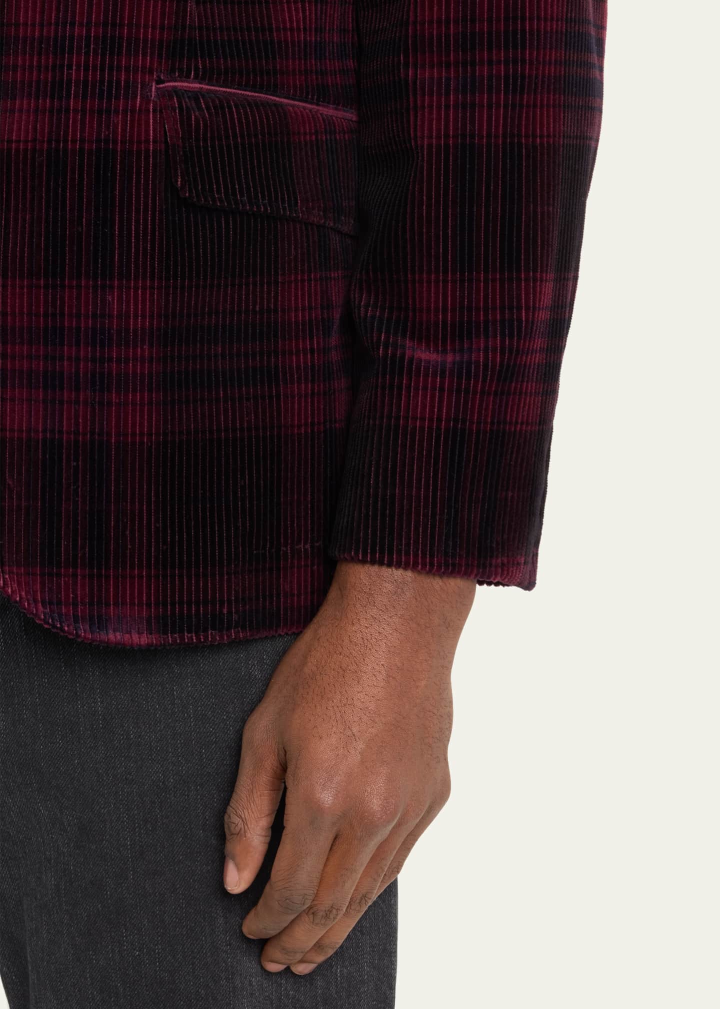 Brunello Cucinelli Men's Corduroy Plaid Formal Jacket Image 5 of 5