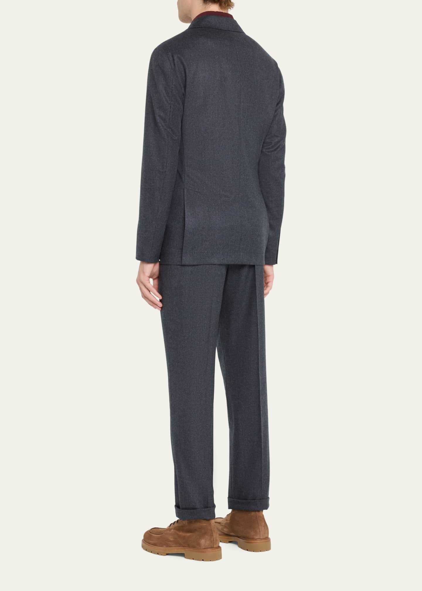 Brunello Cucinelli Men's Wool Flannel Patch-Pocket Suit Image 3 of 5