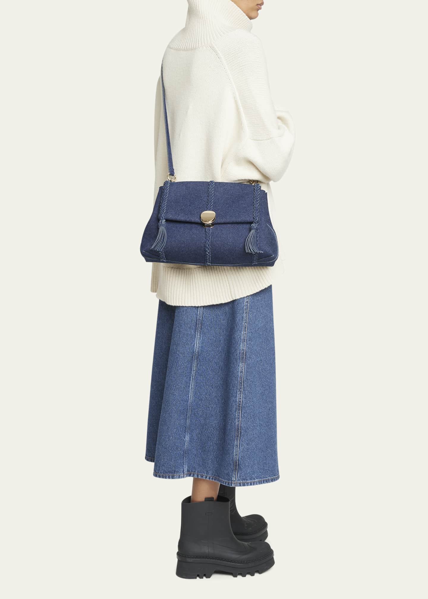 Chloe Penelope Medium Denim Shoulder Bag - Bergdorf Goodman