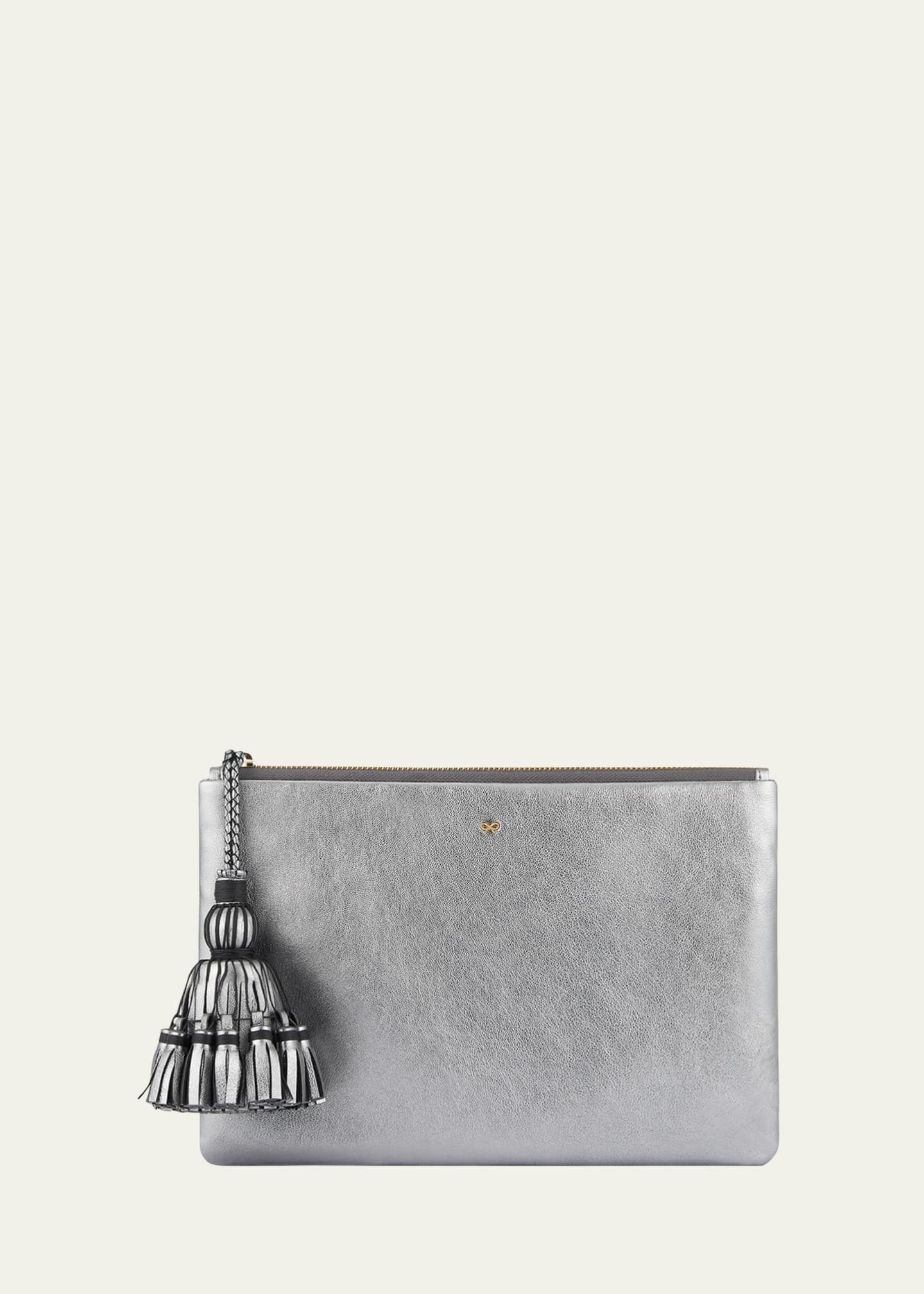 Anya Hindmarch Georgiana Metallic Napa Zip Clutch Bag