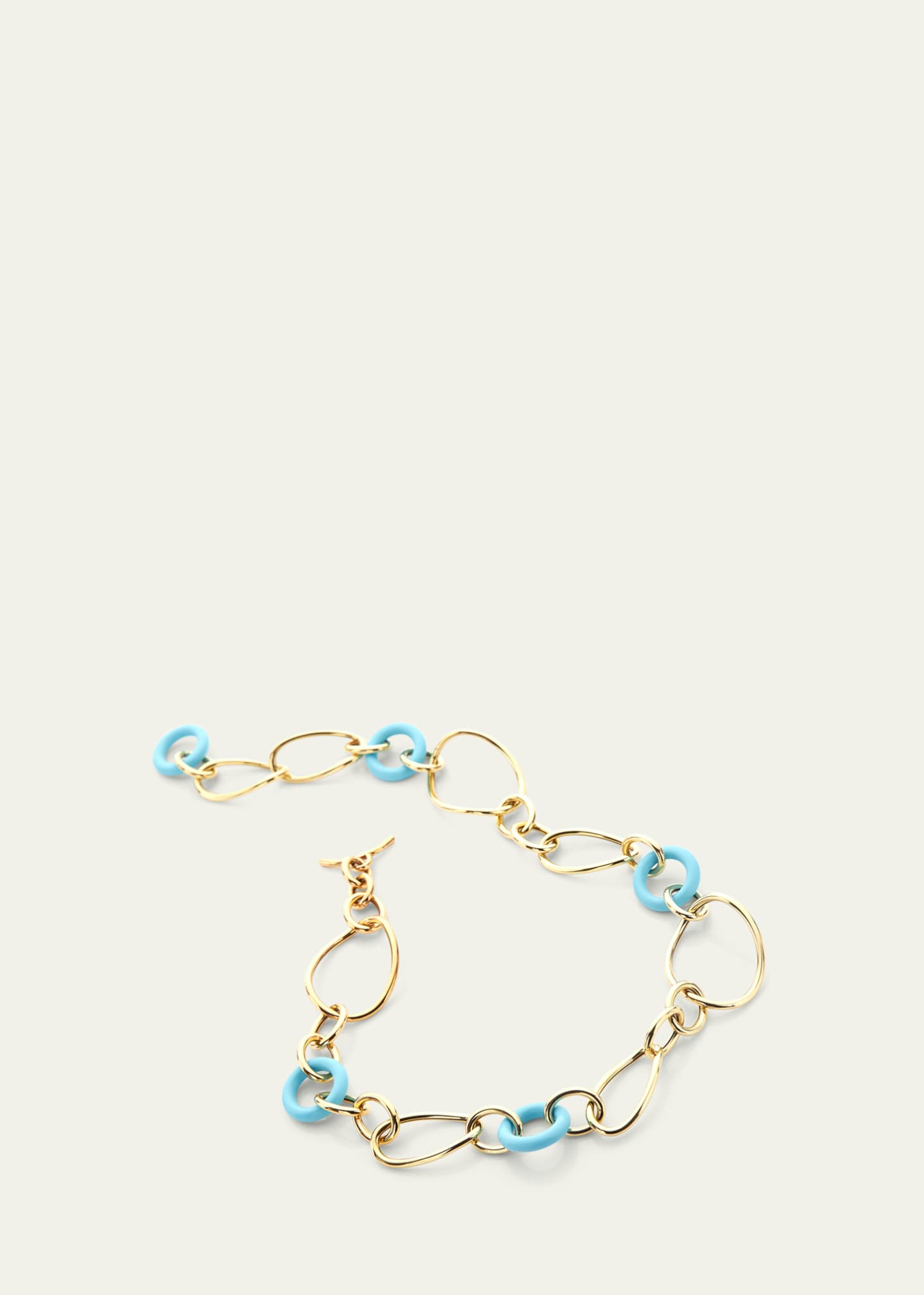 FARAONE MENNELLA by R.F.M.A.S. 18K Yellow Gold and Turquoise Link Necklace, 18.25"L Image 3 of 3