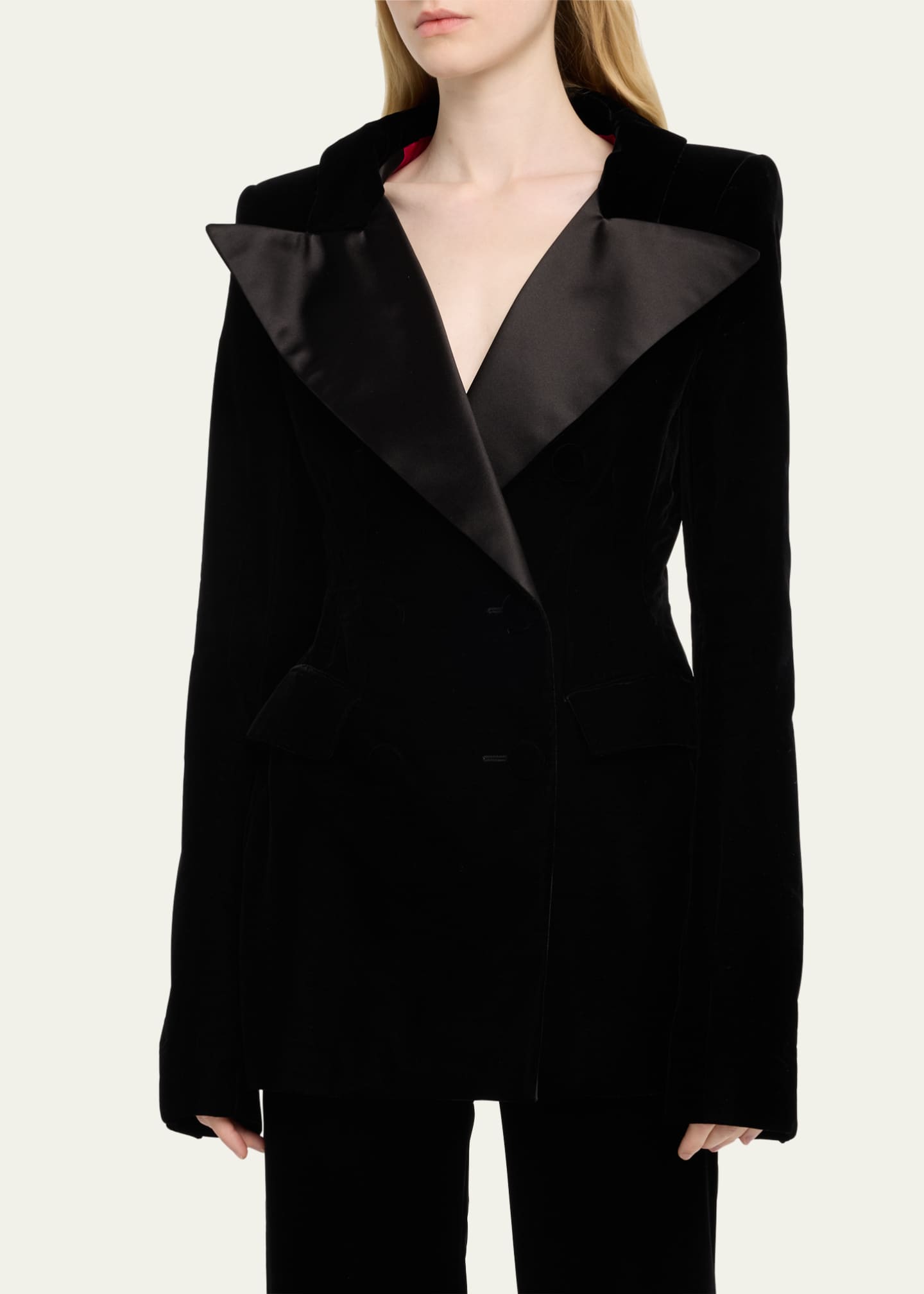 Satin lapel on sale blazer womens