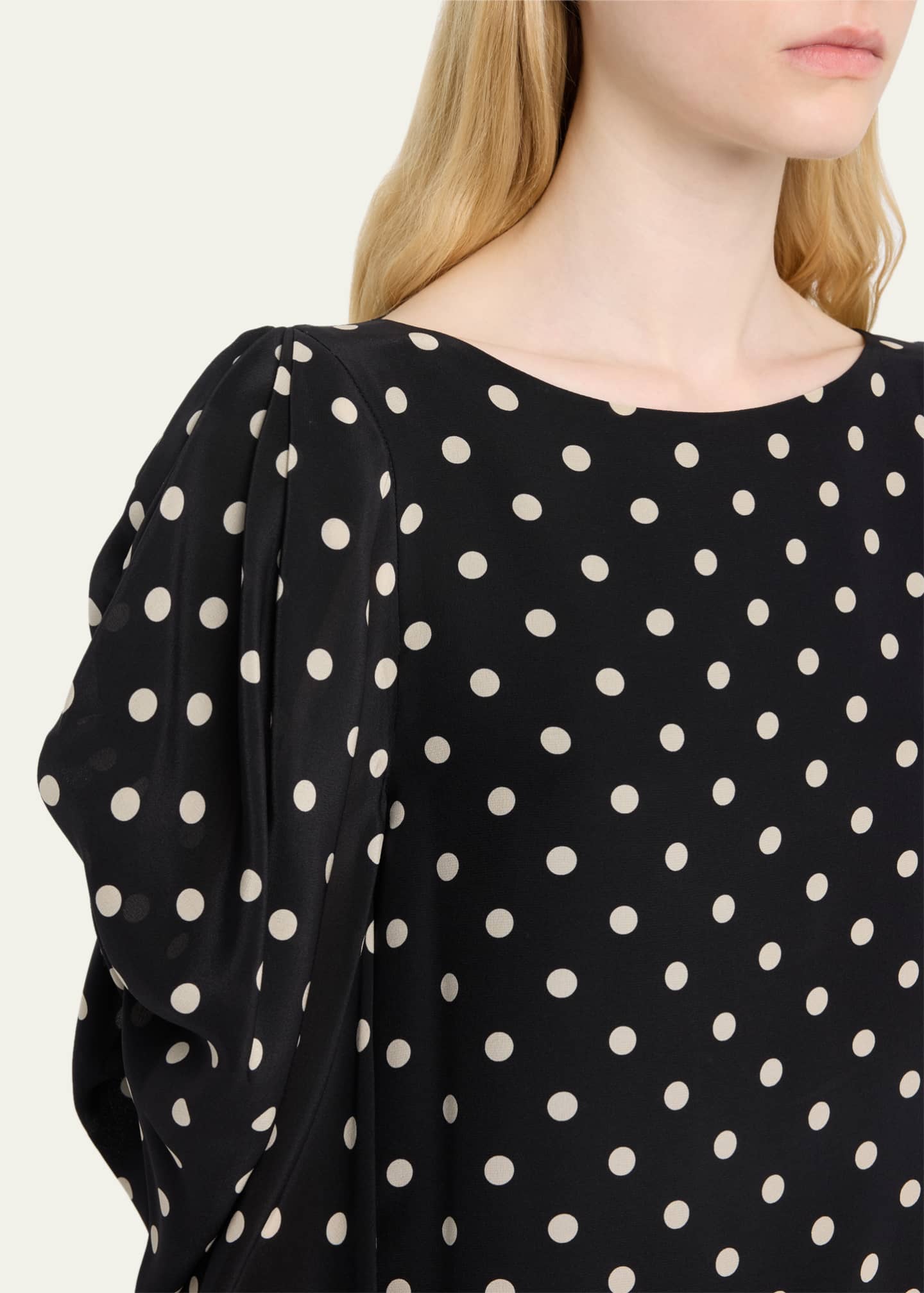 Nina Ricci Polka Dot-Print Puff Sleeve Mini Dress - Bergdorf Goodman