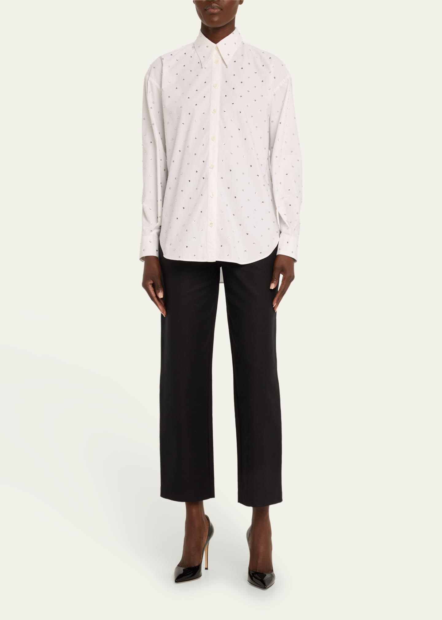 Rabanne RhinestoneEmbellished Button Down Dress Shirt Bergdorf Goodman