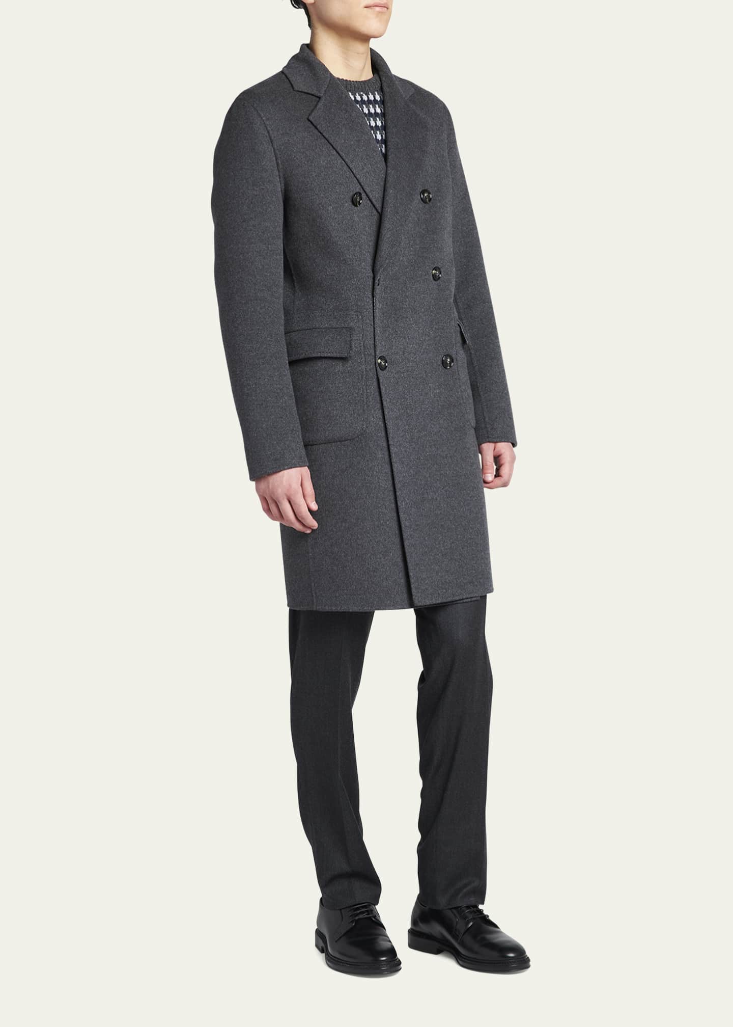 Kiton Men's Cashmere-Wool Double-Breasted Overcoat - Bergdorf Goodman