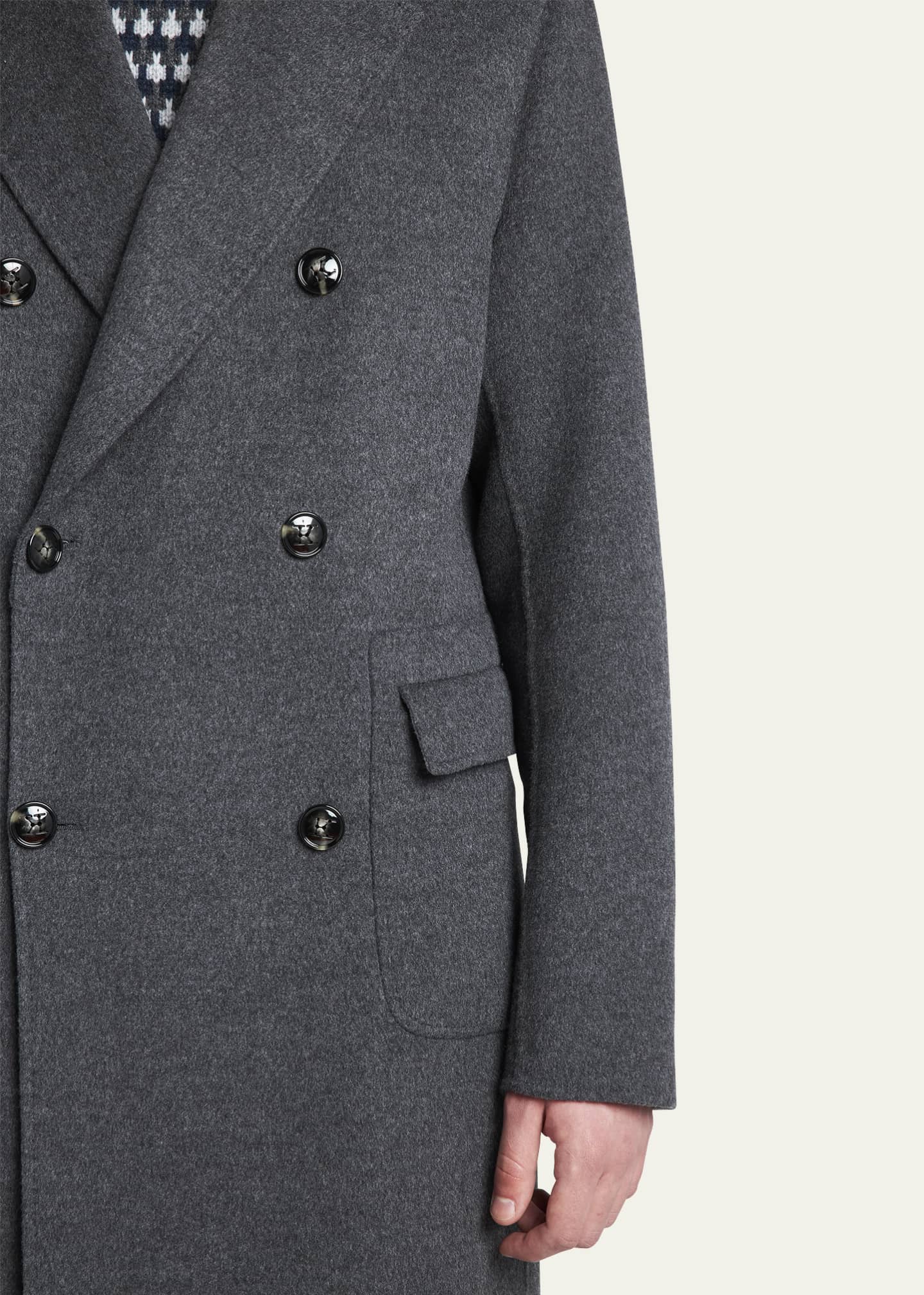 Kiton Men's Cashmere-Wool Double-Breasted Overcoat - Bergdorf Goodman