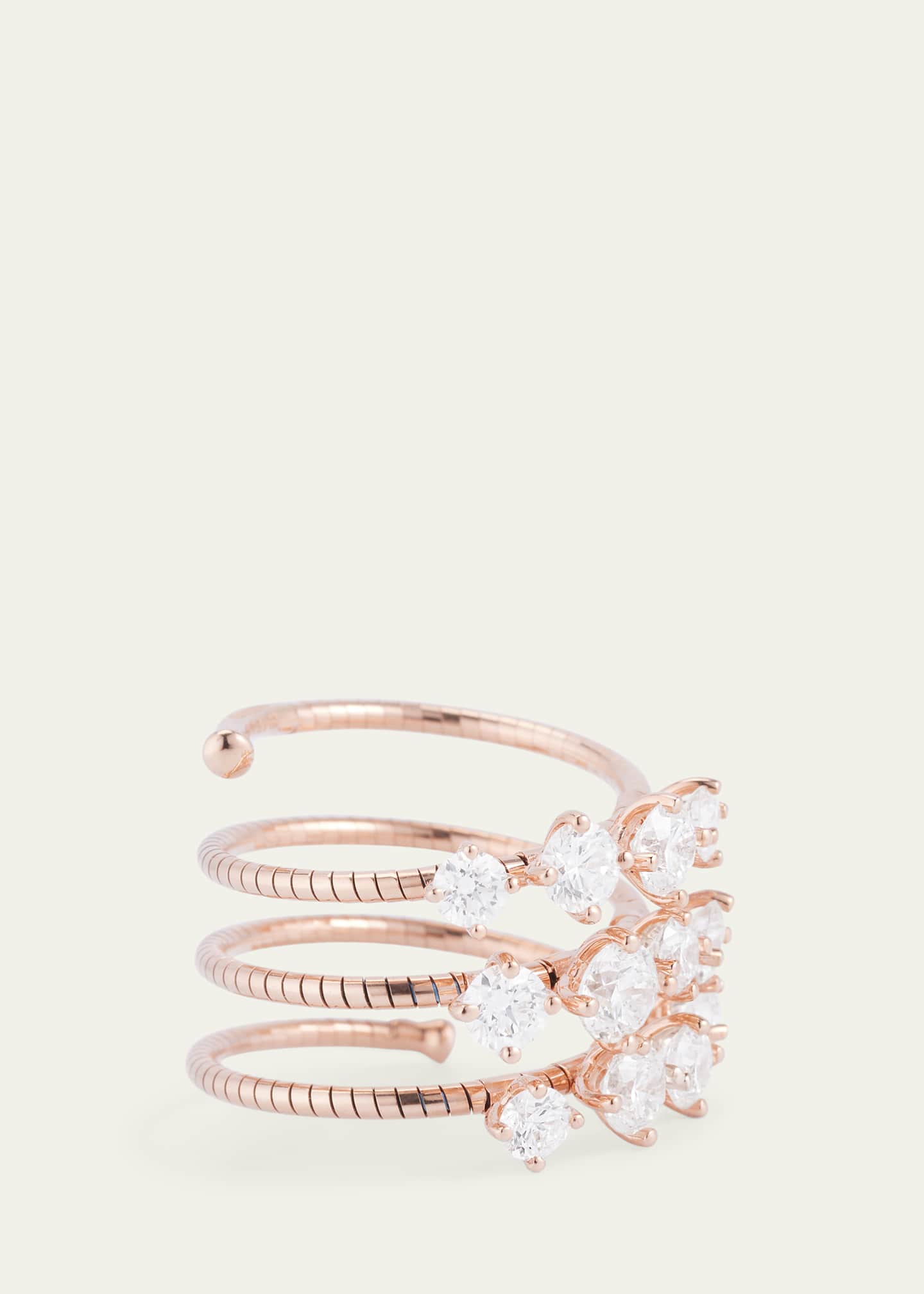 Mattia Cielo 18K Rose Gold 3 Wrap Ring with Prong Set Diamonds Image 3 of 4