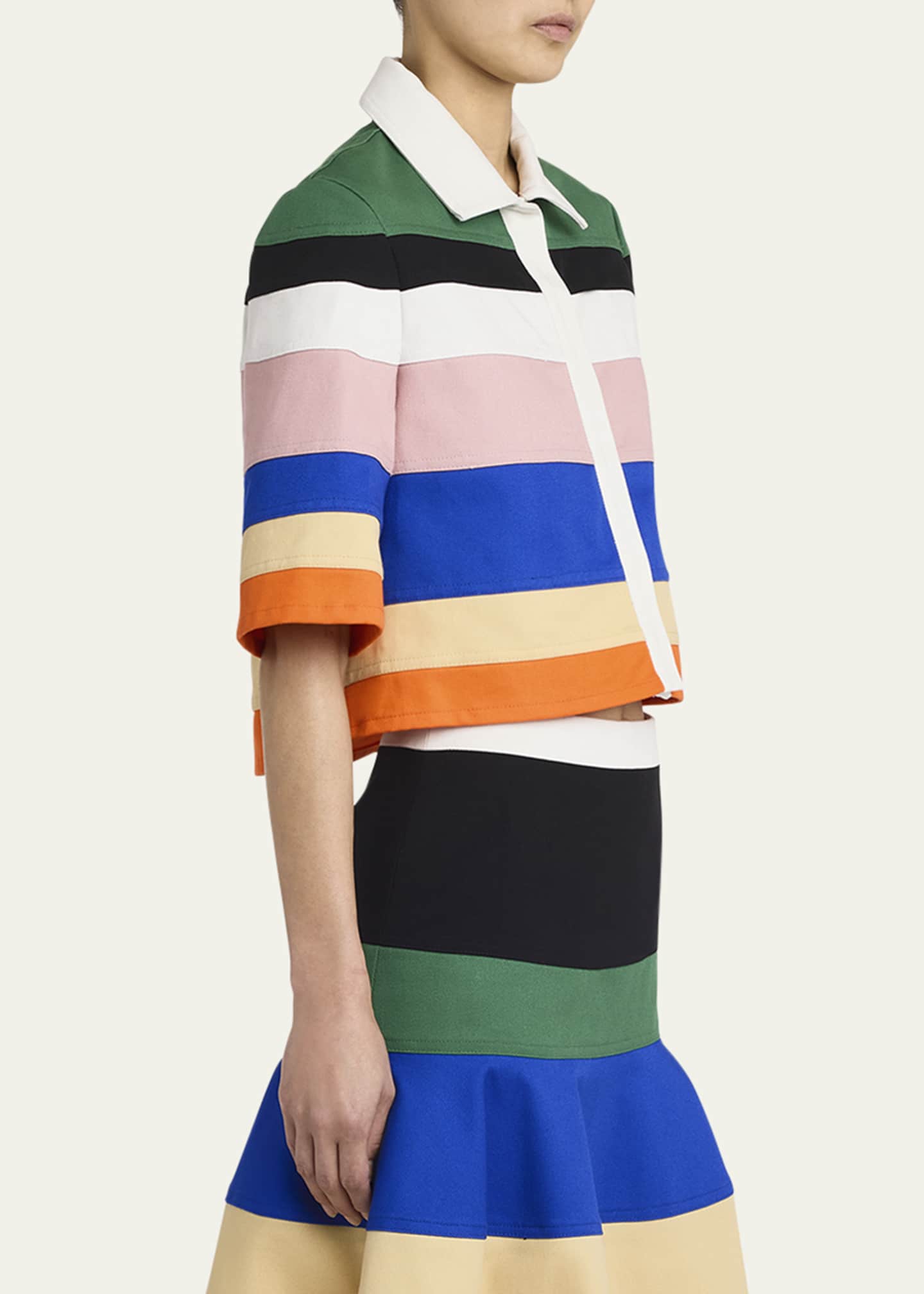 Rosie Assoulin Spare Me Stripe Crop Bowling Shirt Bergdorf Goodman