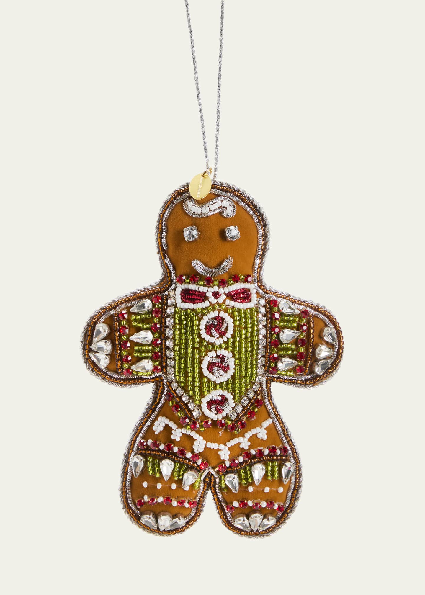 Sweet Savannah Velvet Gingerbread Man Christmas Ornament Image 1 of 2