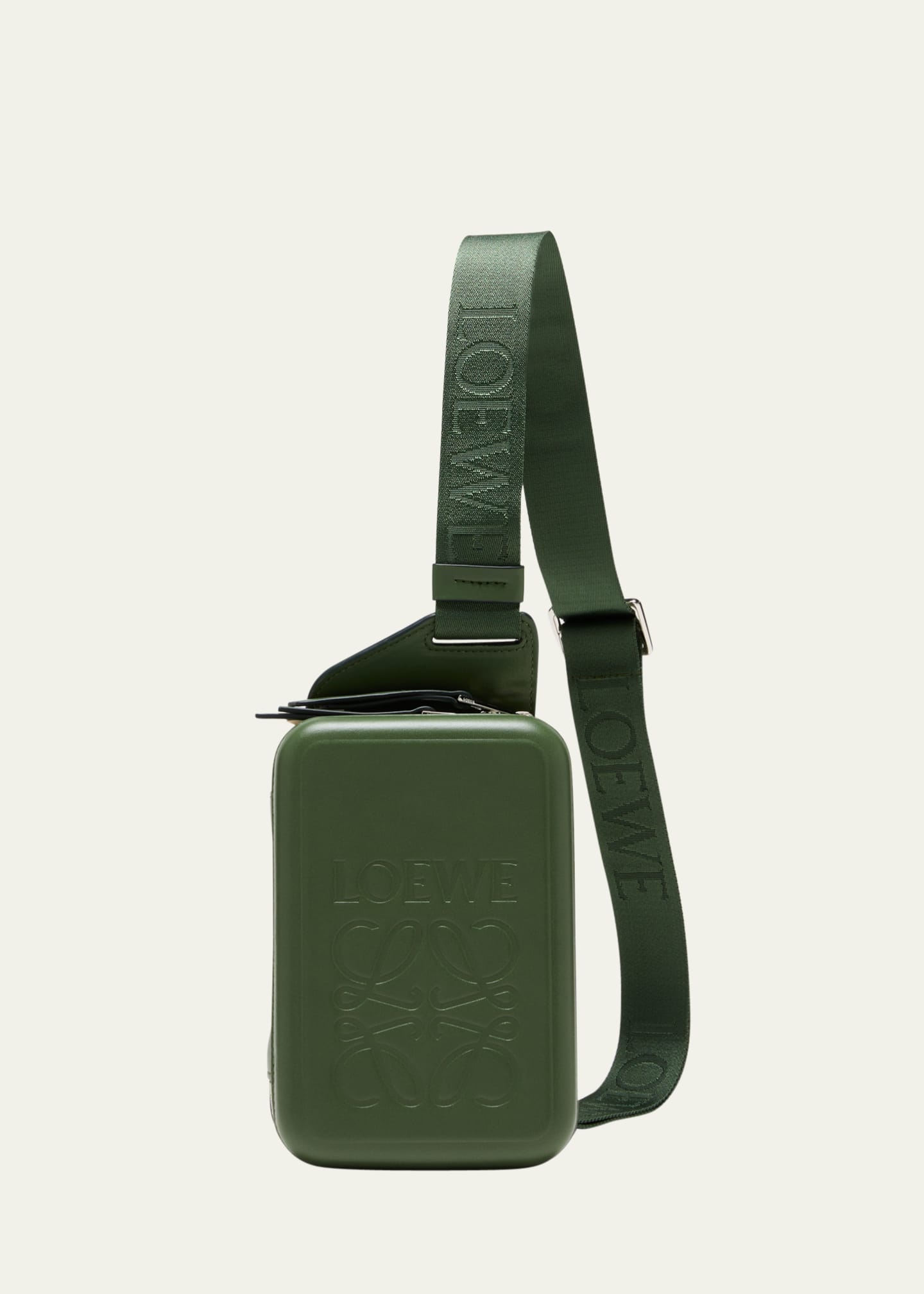 Molded Sling Leather Crossbody Bag in Green - Loewe