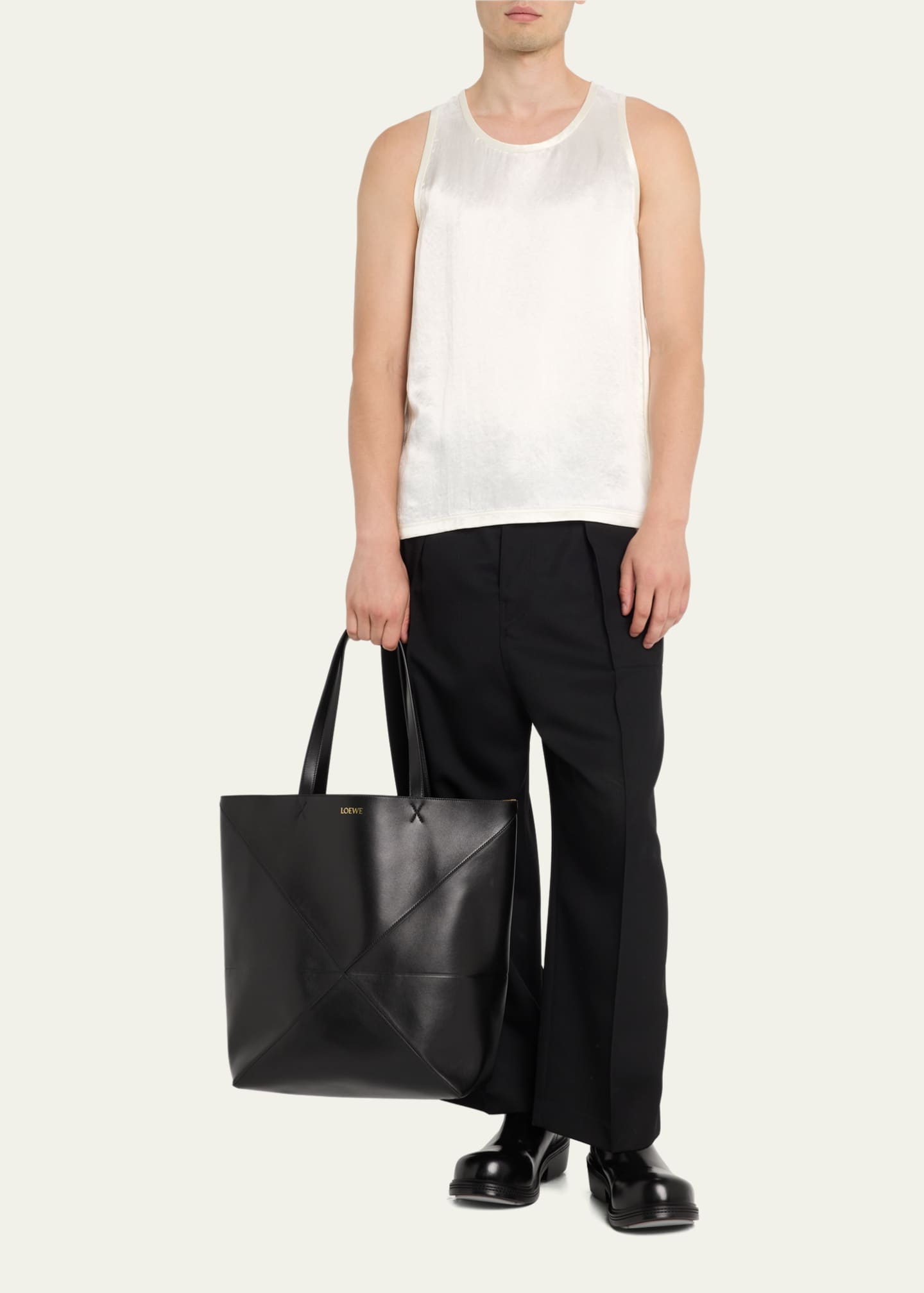 Loewe Puzzle Fold Large Tote Bag in Shiny Leather - Bergdorf Goodman