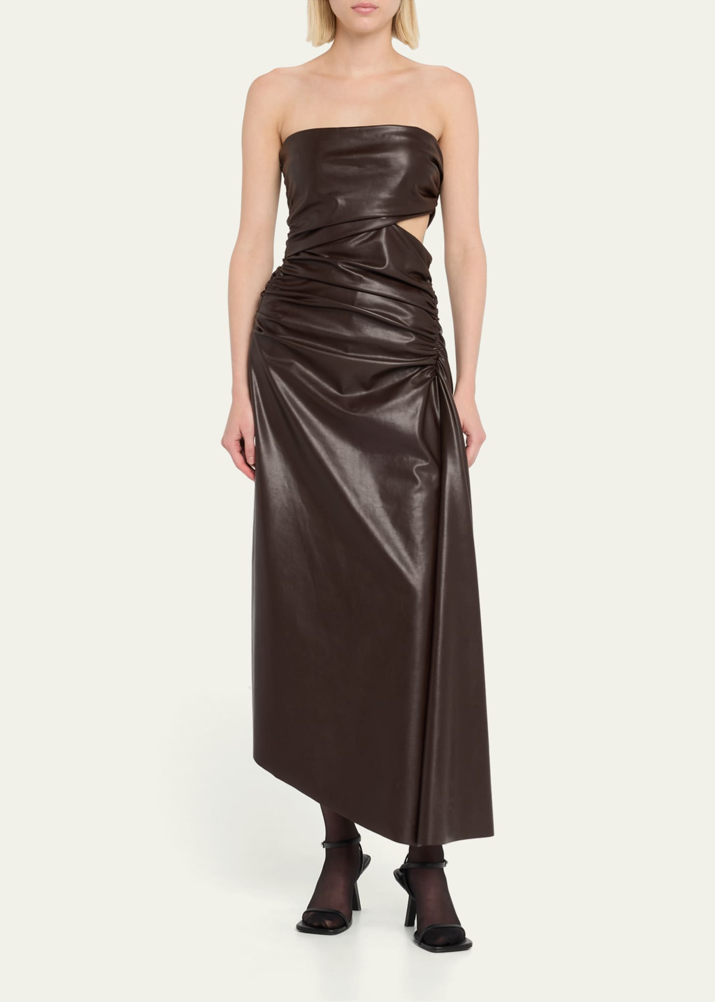 A.L.C. Andie Strapless Ruched Faux-Leather Maxi Dress - Bergdorf Goodman