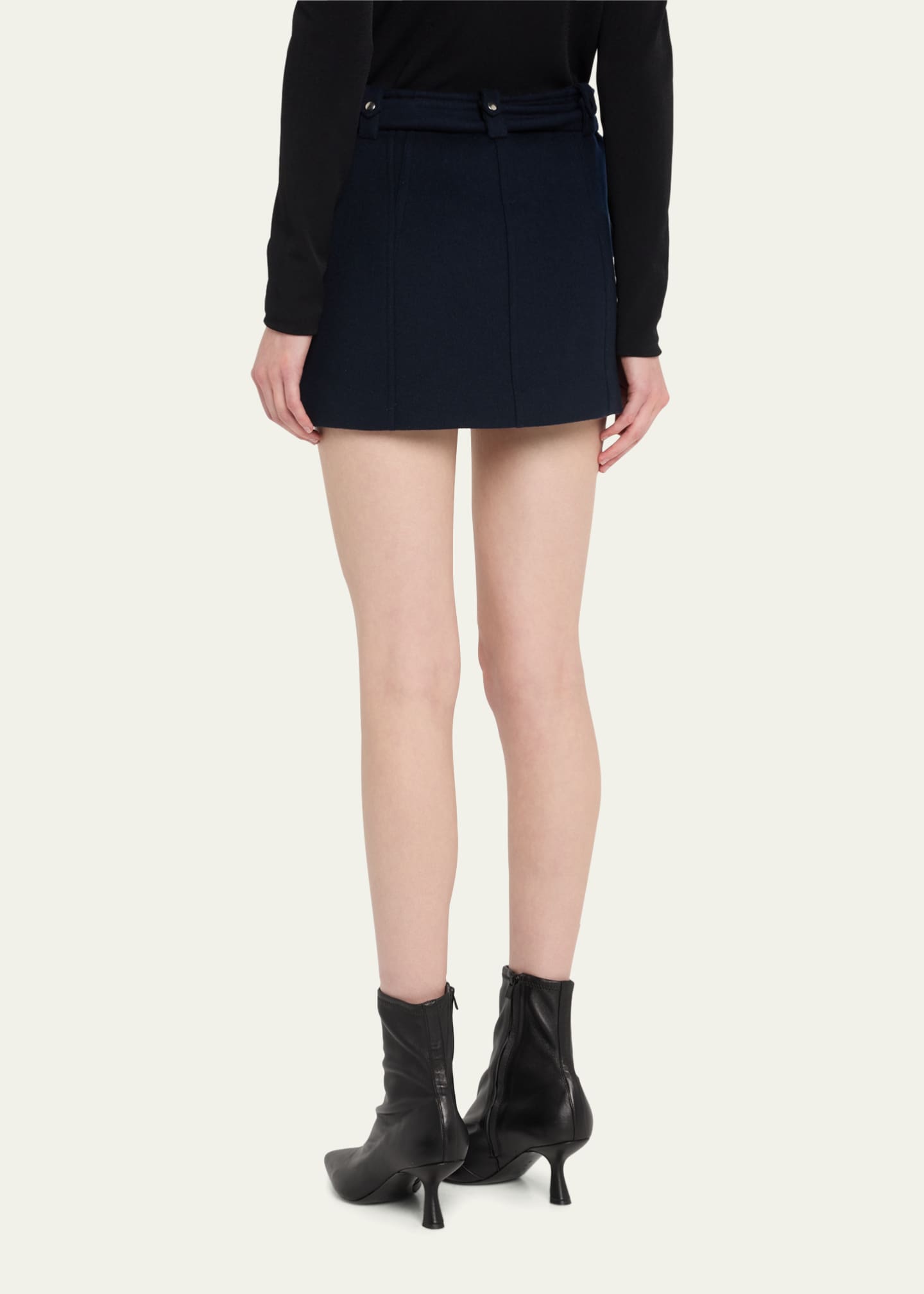 A.L.C. Christian Double-Zip Belted Wool Mini Skirt - Bergdorf Goodman