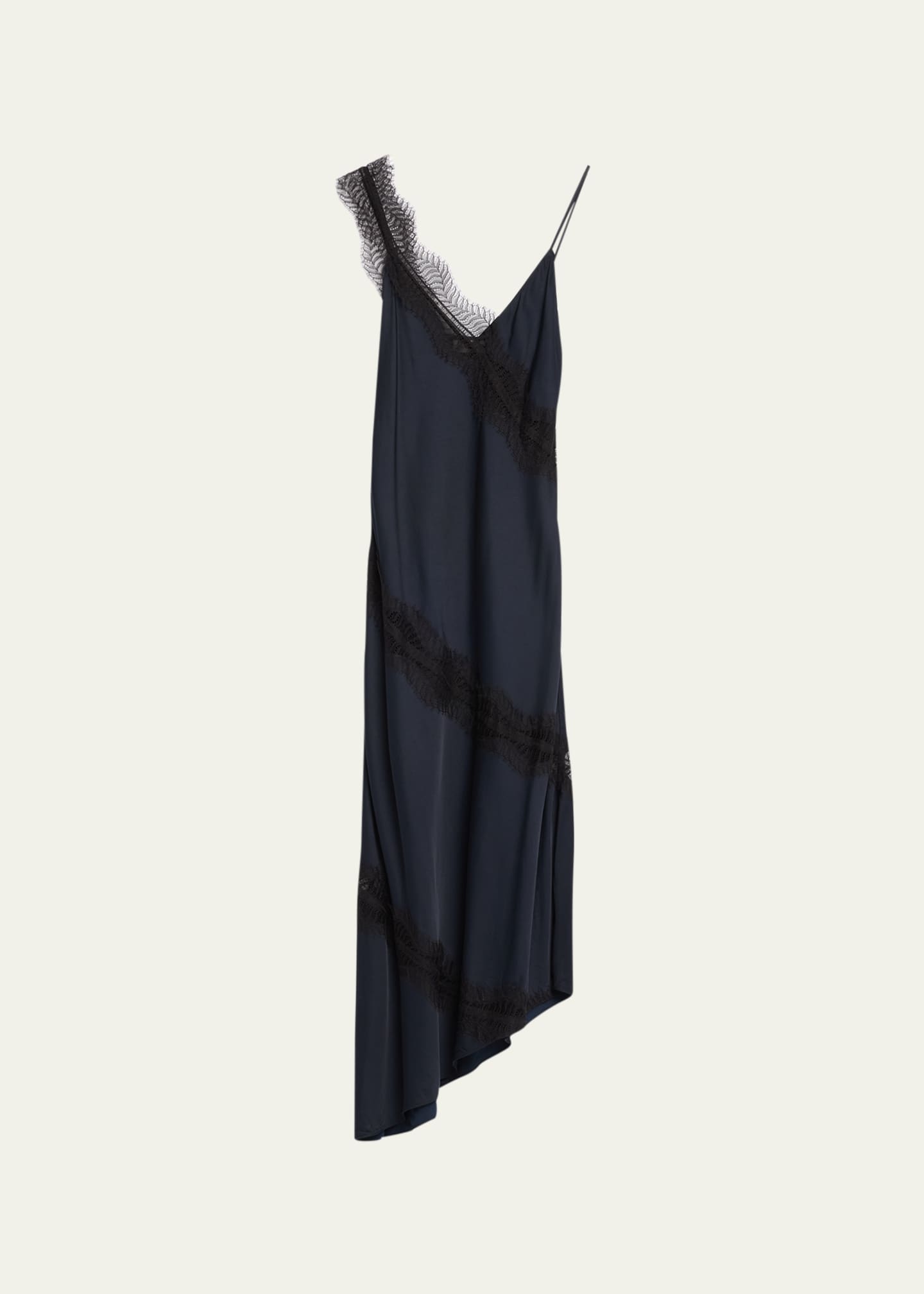 A.L.C. Soleil Satin Lace Asymmetric Maxi Dress - Bergdorf Goodman