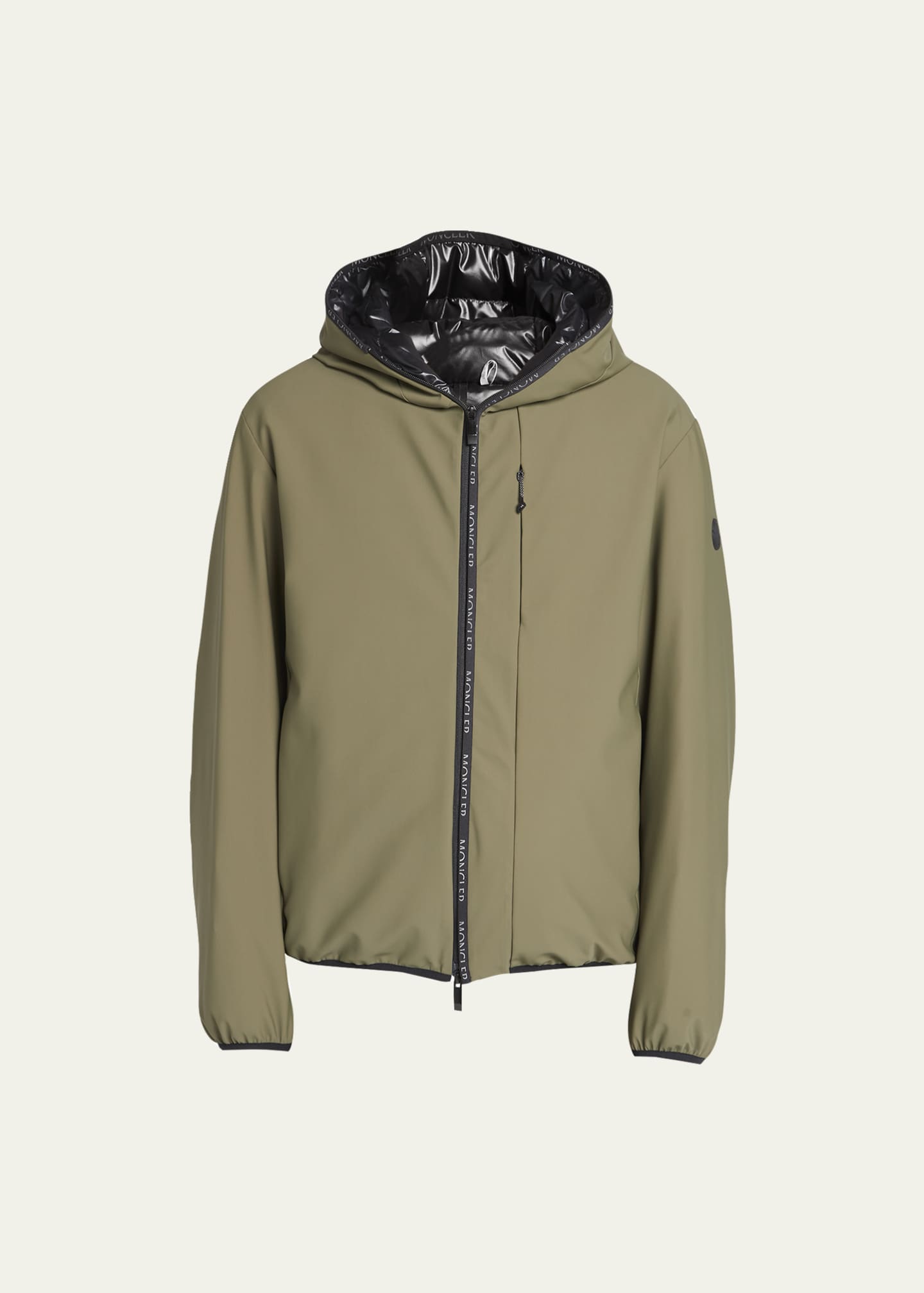 Moncler Men's Matte Nylon Logo-Tape Shell Jacket