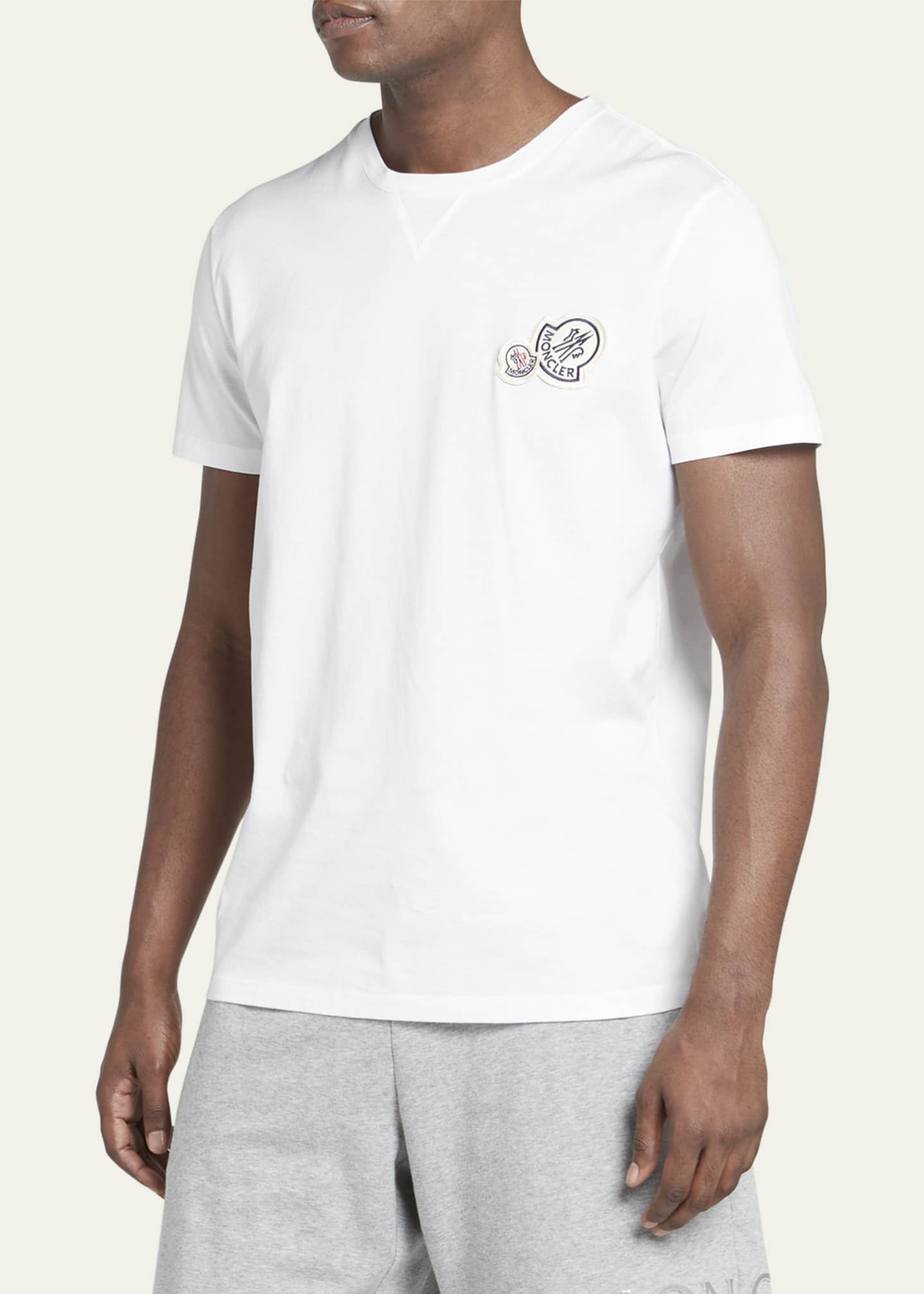 Moncler Men's Double Logo Cotton Jersey T-Shirt Image 4 of 5