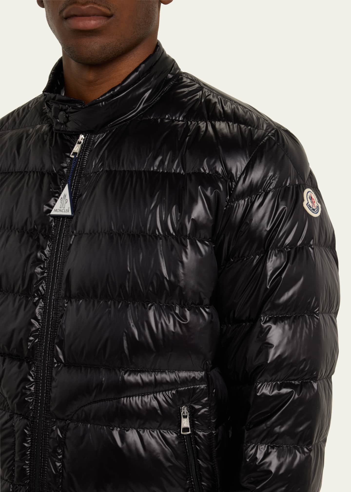 Moncler Men's Acorus Nylon Puffer Moto Jacket - Bergdorf Goodman