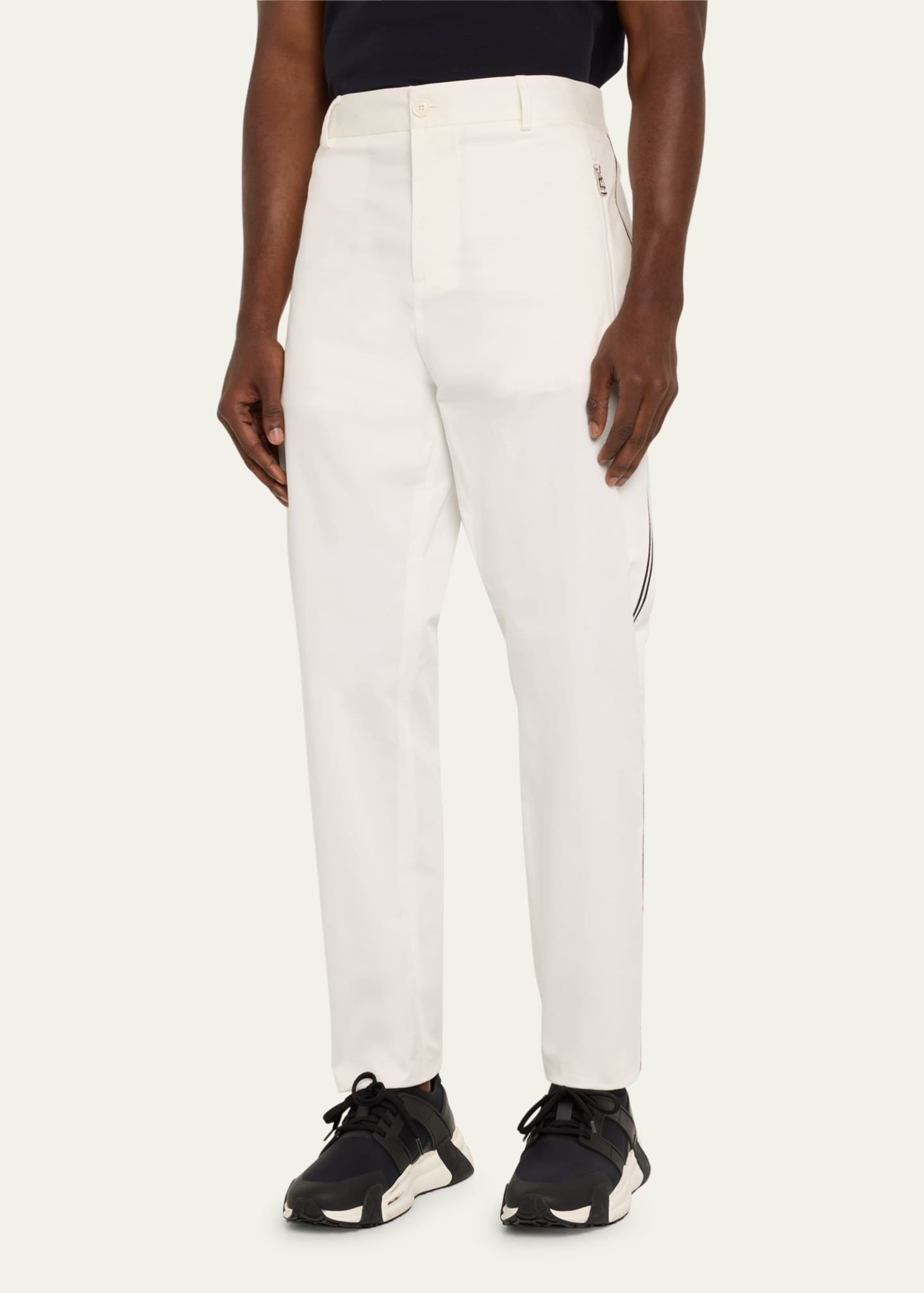 Moncler Men's Cotton Side-Stripe Straight-Leg Pants - Bergdorf Goodman