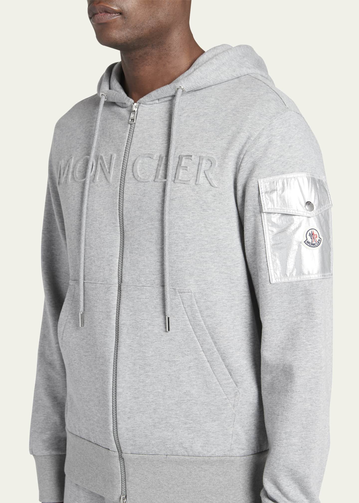 Moncler Men s Cotton Terry Embroidered Logo Zip Hoodie