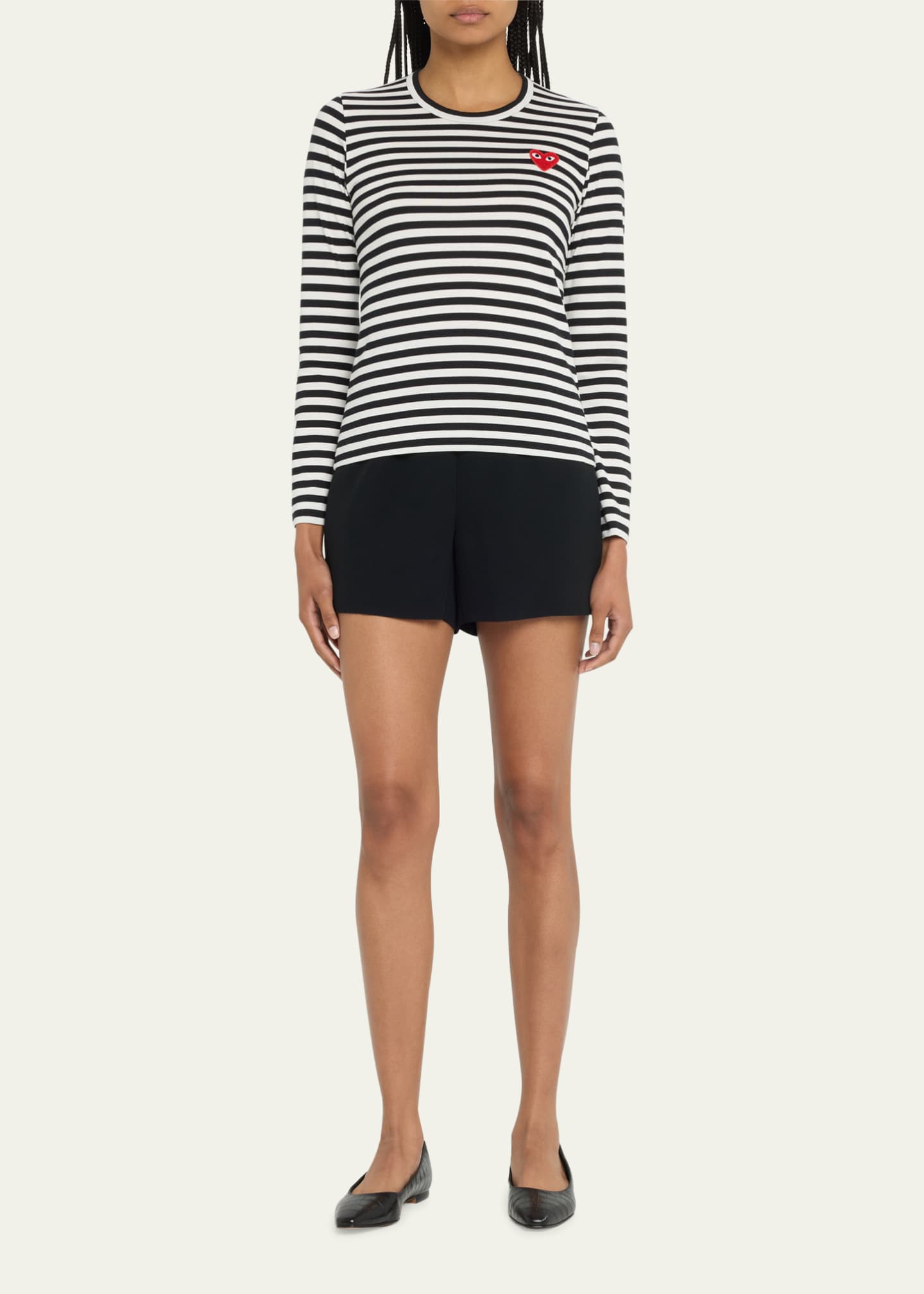 CDG Play Heart Logo LongSleeve Striped TShirt Bergdorf Goodman