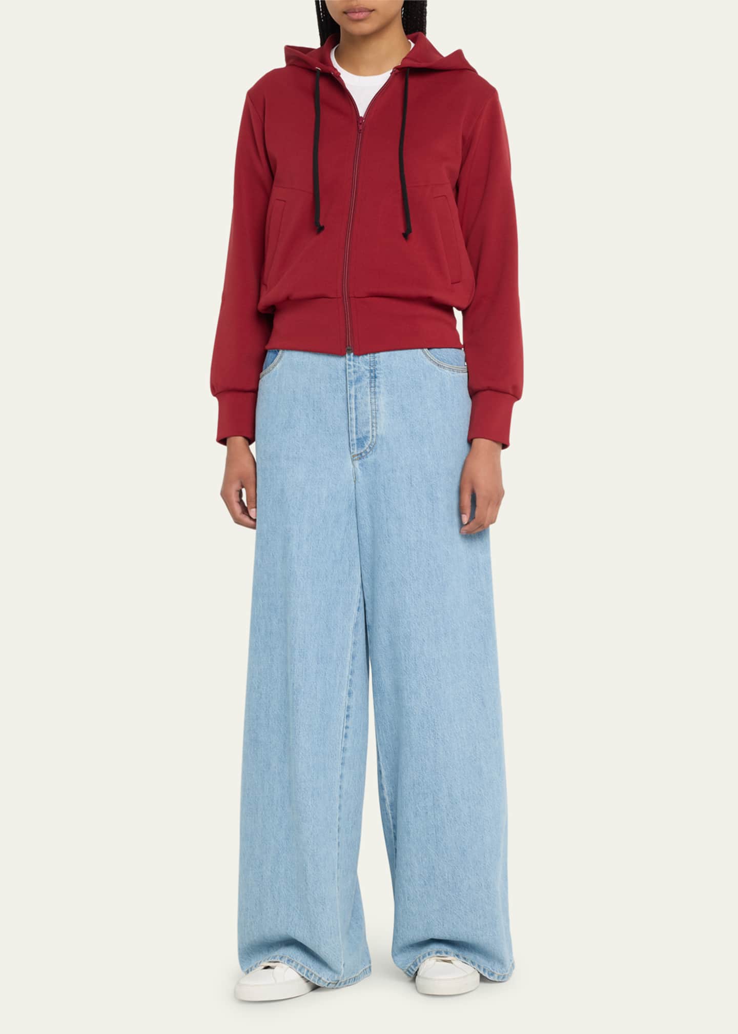 CDG Play Hooded Logo-Patch Zip-Front Sweatshirt Image 2 of 5