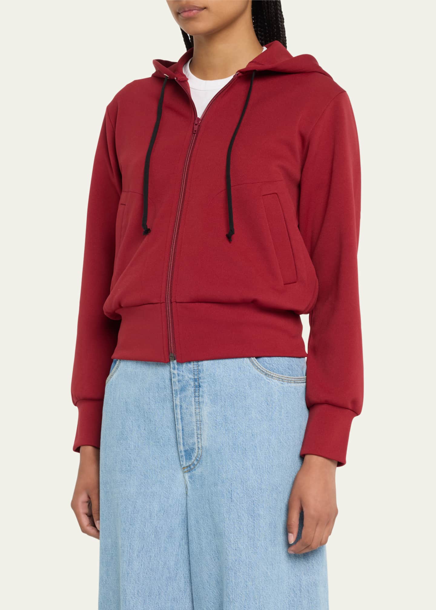 CDG Play Hooded Logo-Patch Zip-Front Sweatshirt Image 4 of 5