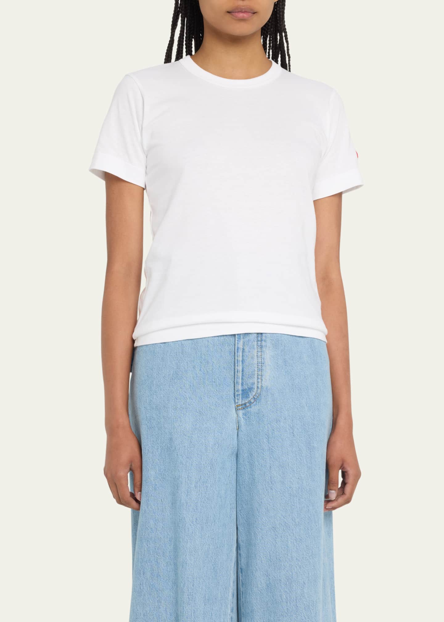 CDG Play Embroidered Heart and Invader Patch Cotton T Shirt