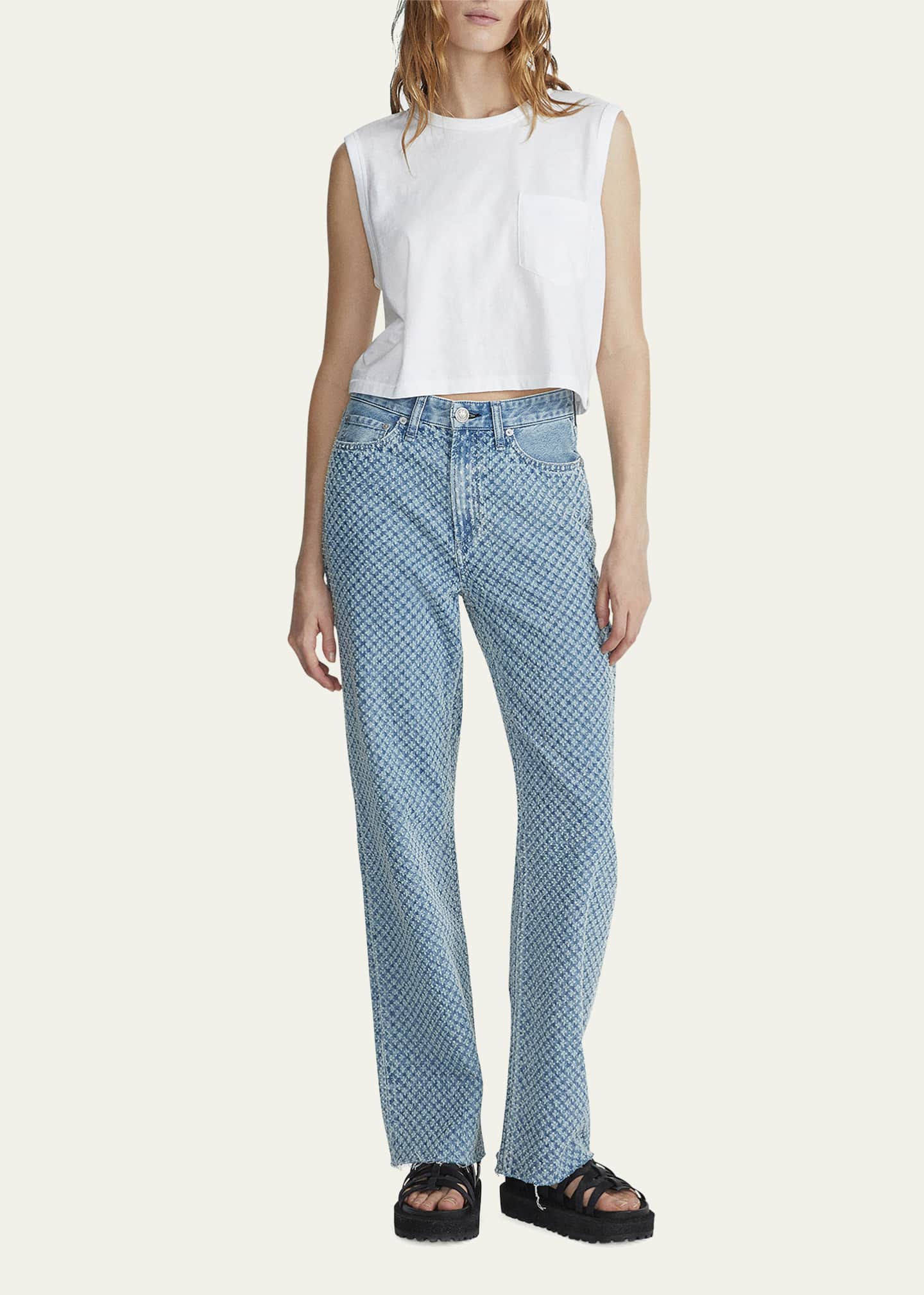 Rag & Bone Logan Printed Wide-Leg Jeans - Bergdorf Goodman