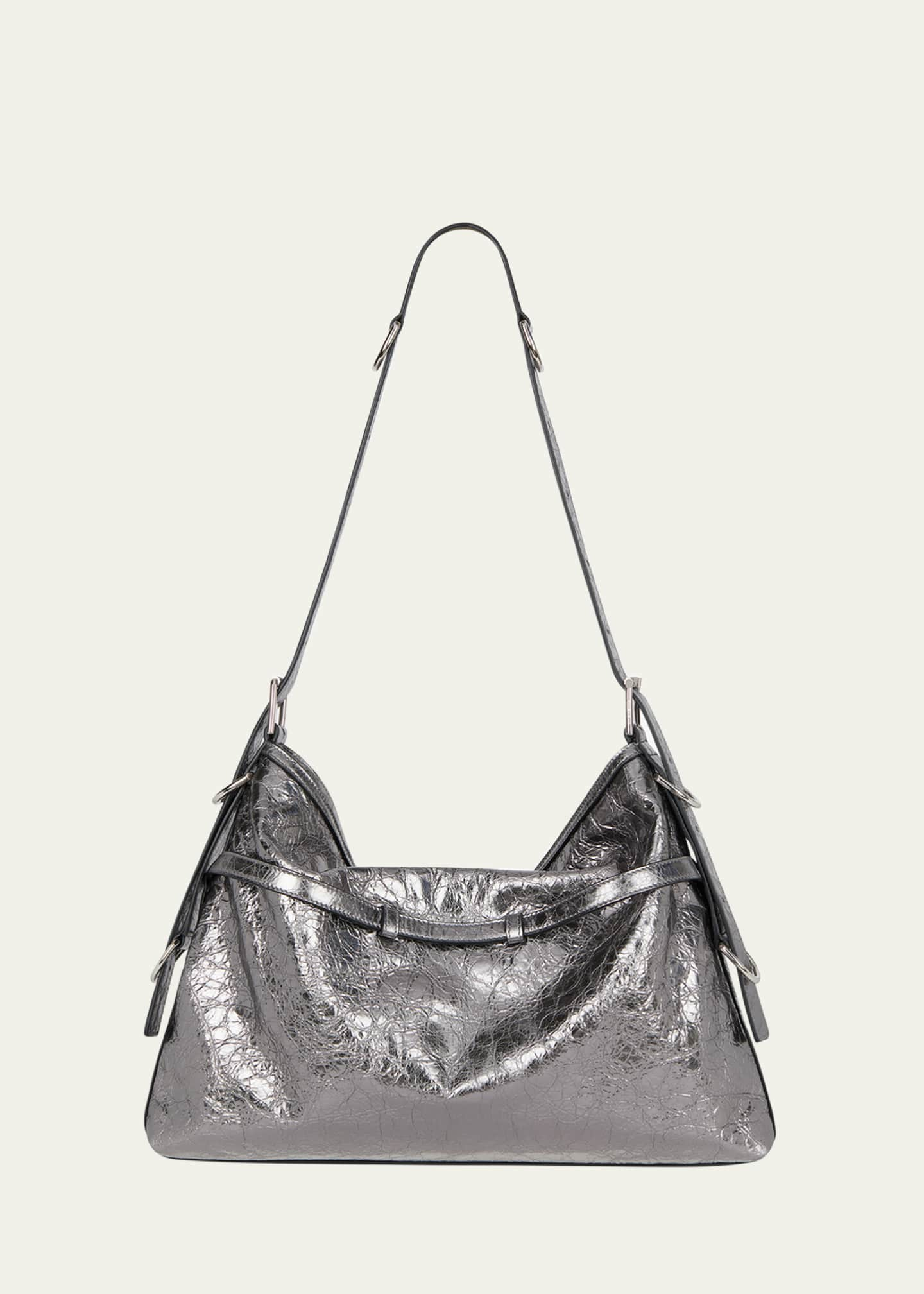 Voyou Medium Metallic Leather Shoulder Bag in Metallic - Givenchy