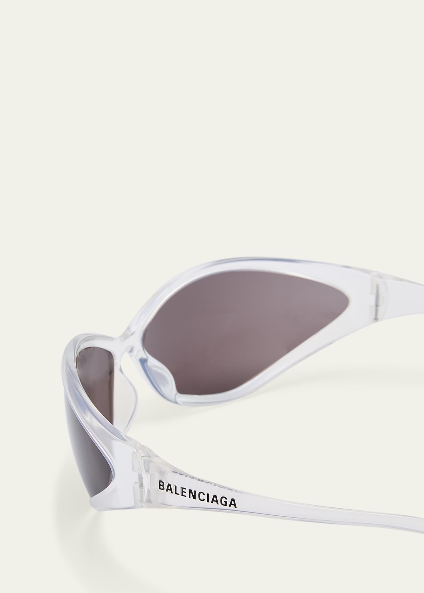 Balenciaga 90s Oval Iridescent Injected Nylon Wrap Sunglasses