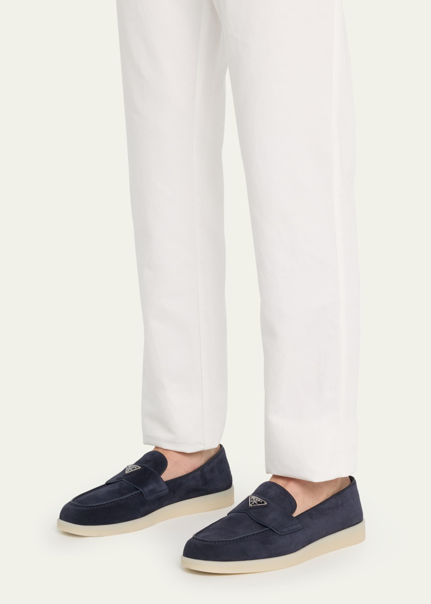 Prada Men's Saint Tropez Triangle Logo Suede Loafers Image 2 of 5