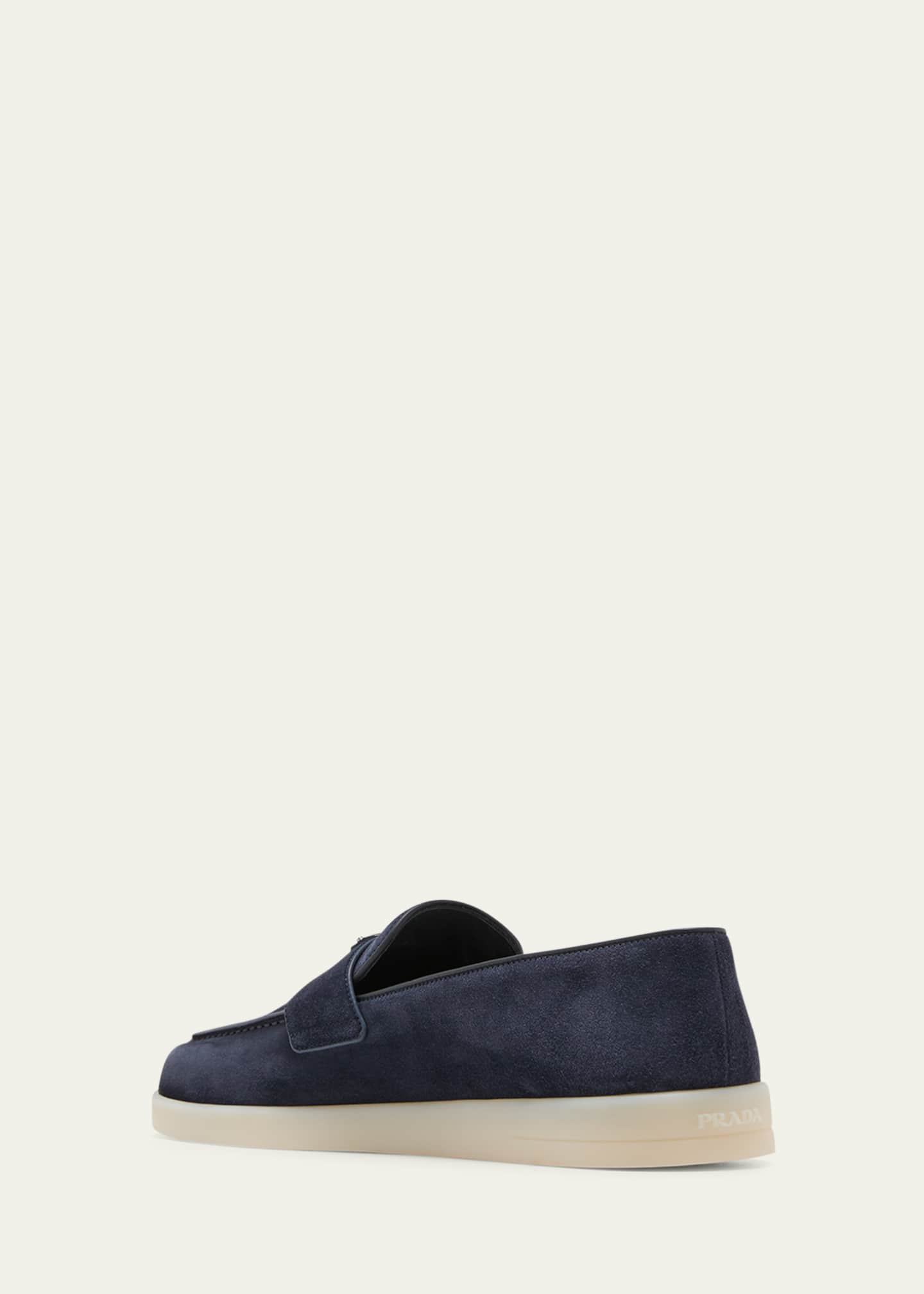 Prada Men's Saint Tropez Triangle Logo Suede Loafers Image 4 of 5