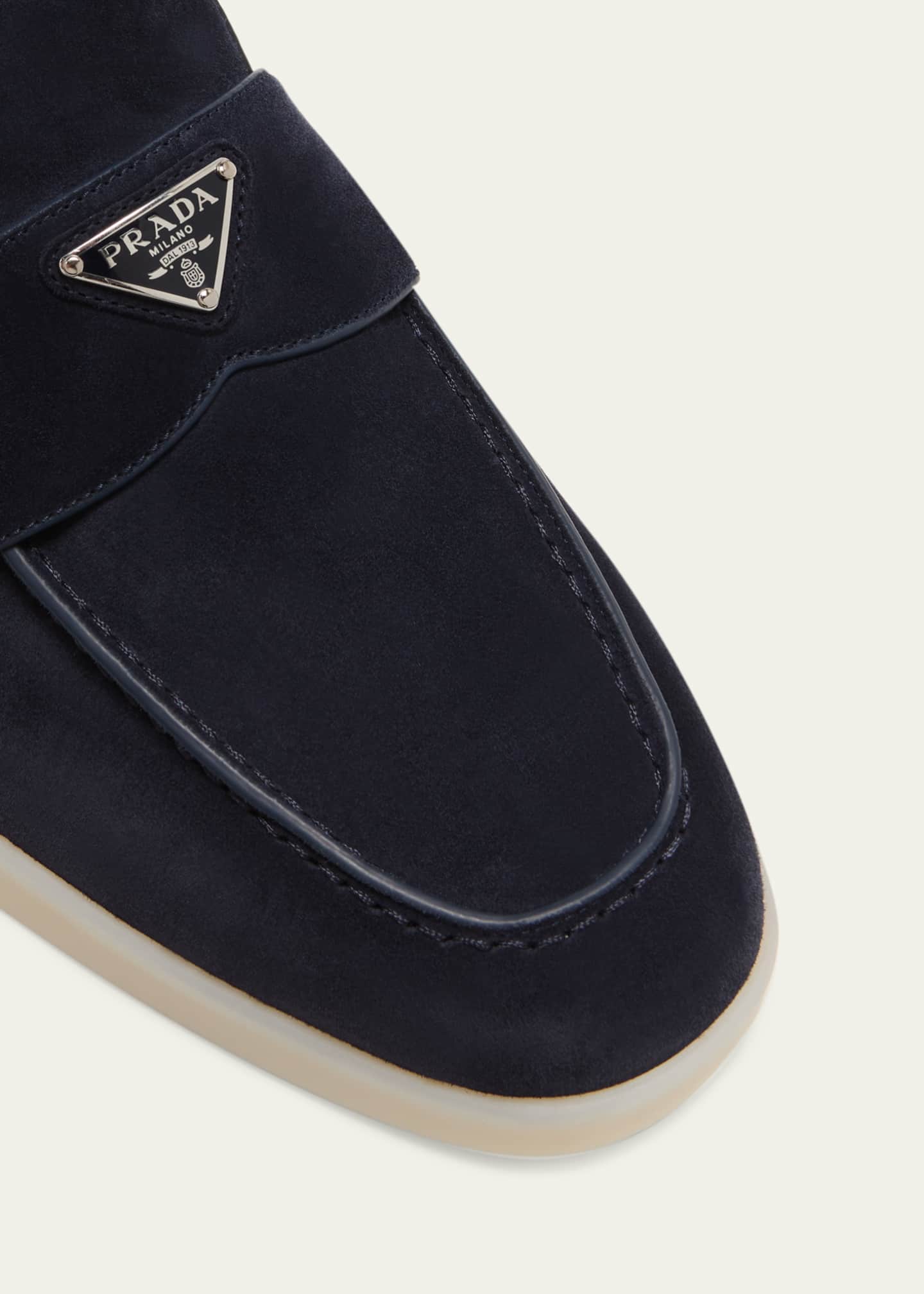 Prada Men's Saint Tropez Triangle Logo Suede Loafers Image 5 of 5