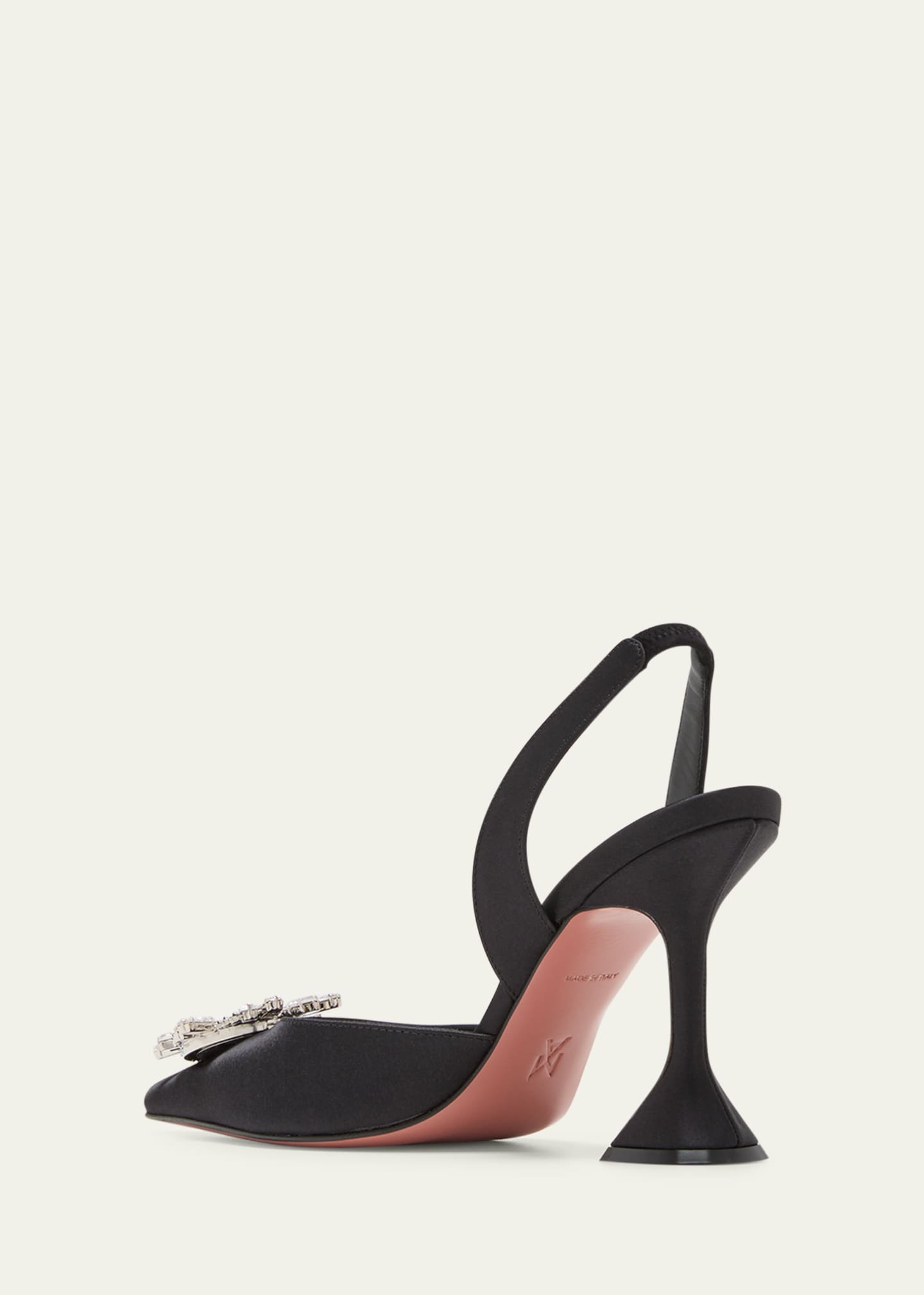 Amina Muaddi Begum Satin Crystal Slingback Pumps Image 4 of 7