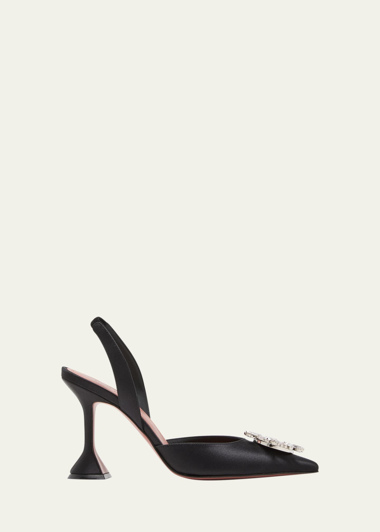 Amina Muaddi Begum Satin Crystal Slingback Pumps Image 1 of 7