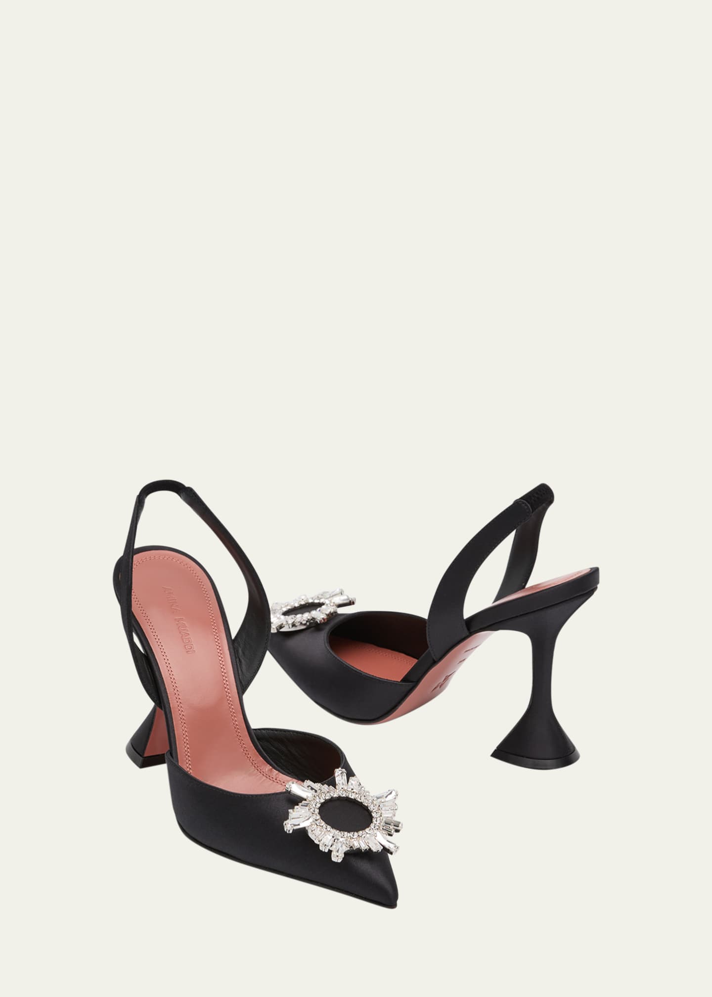 Amina Muaddi Begum Satin Crystal Slingback Pumps Image 7 of 7