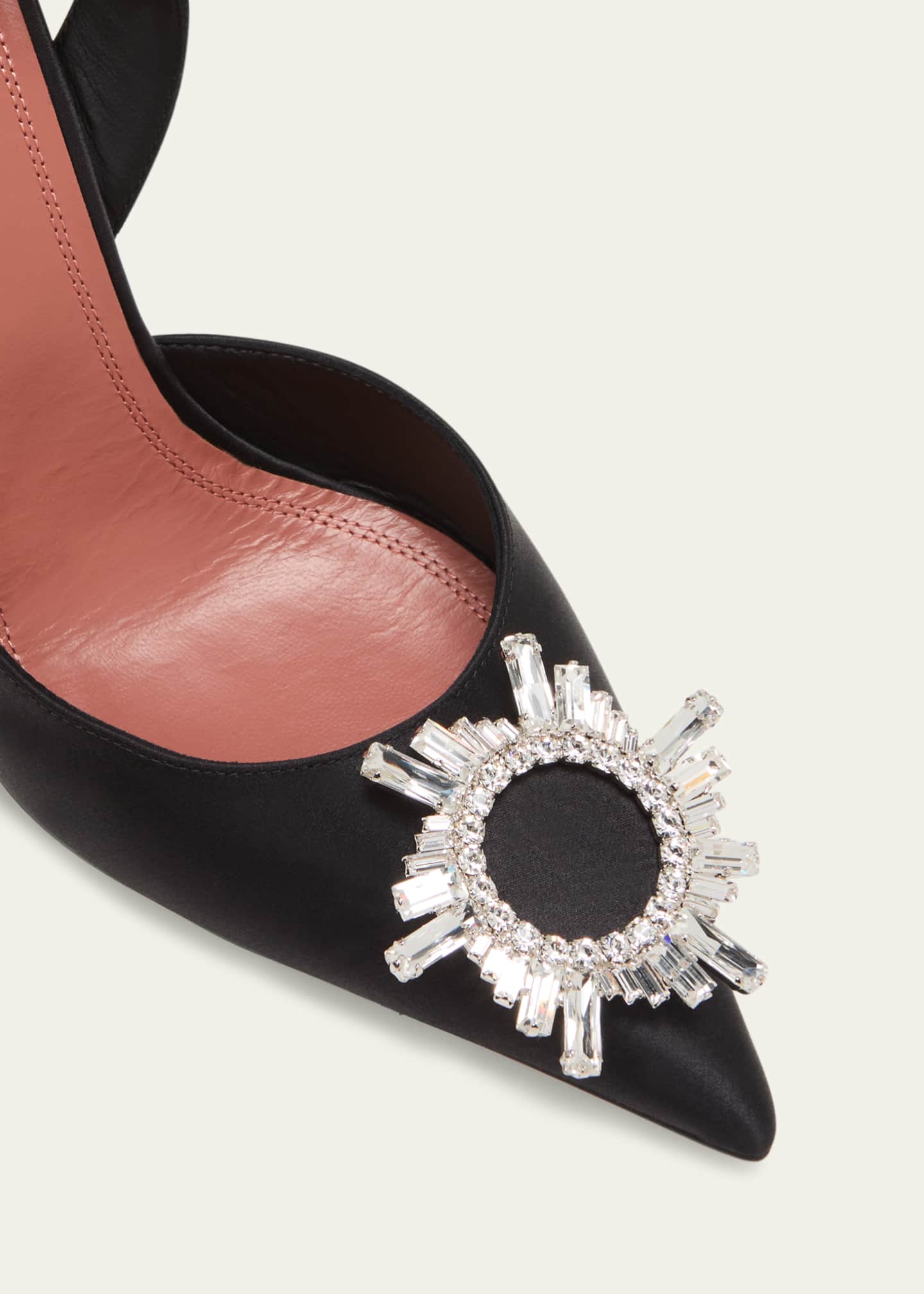 Amina Muaddi Begum Satin Crystal Slingback Pumps Image 5 of 7