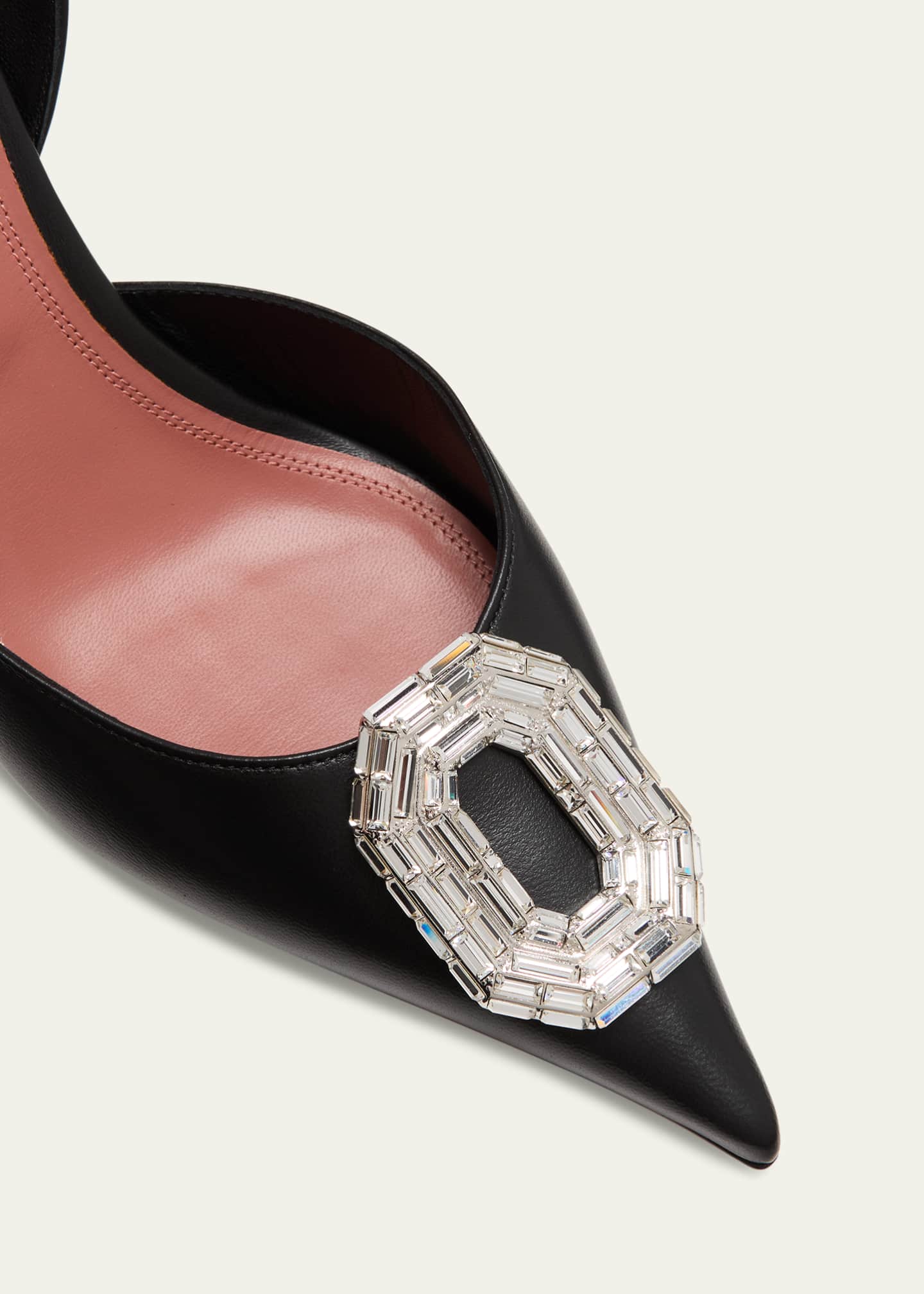 Amina Muaddi Camelia Leather Crystal Halter Pumps Image 5 of 5