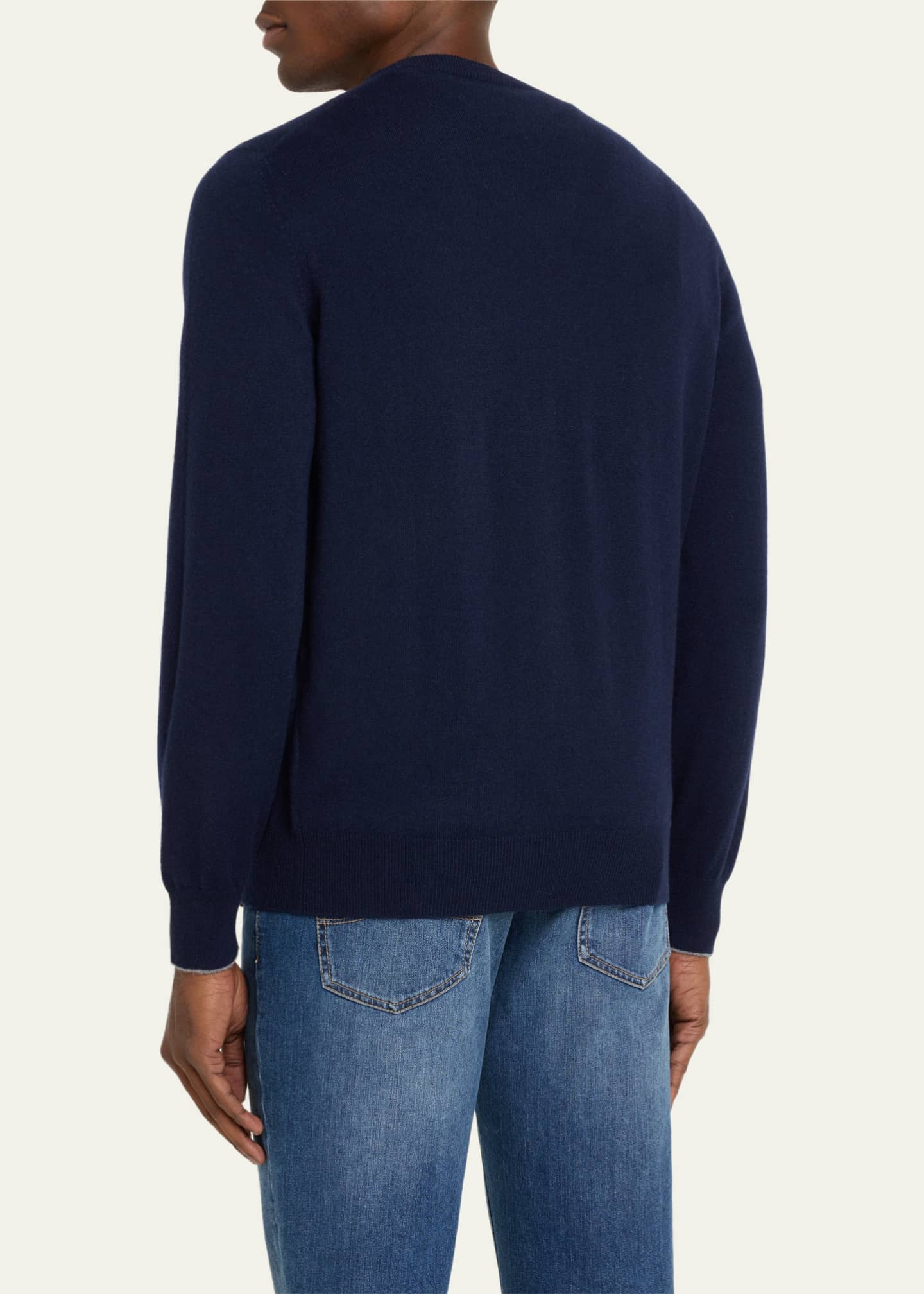 Brunello Cucinelli Men's Cashmere and Silk Sweater Grey