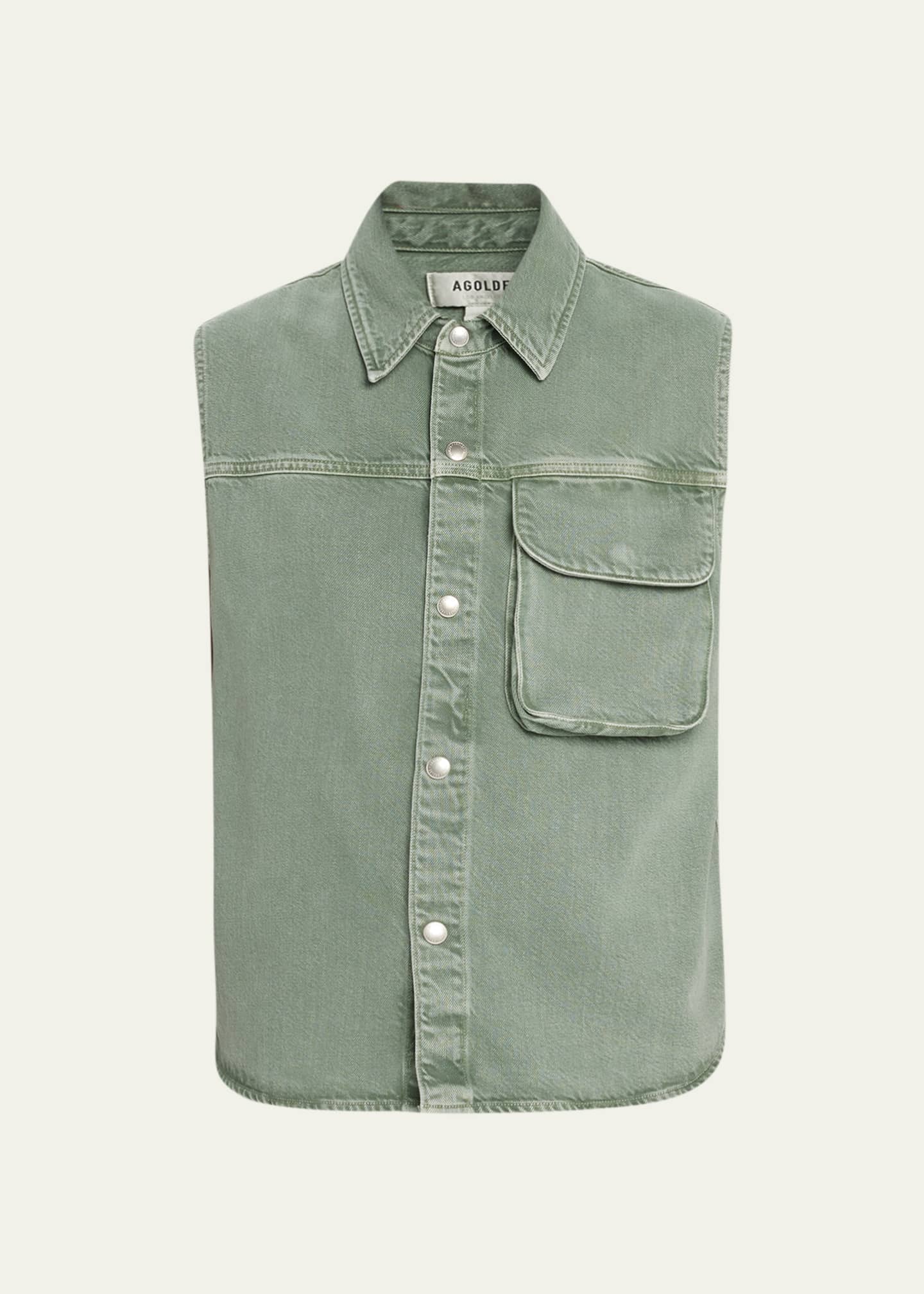AGOLDE Hadley Sleeveless Denim Utility Shirt Bergdorf Goodman