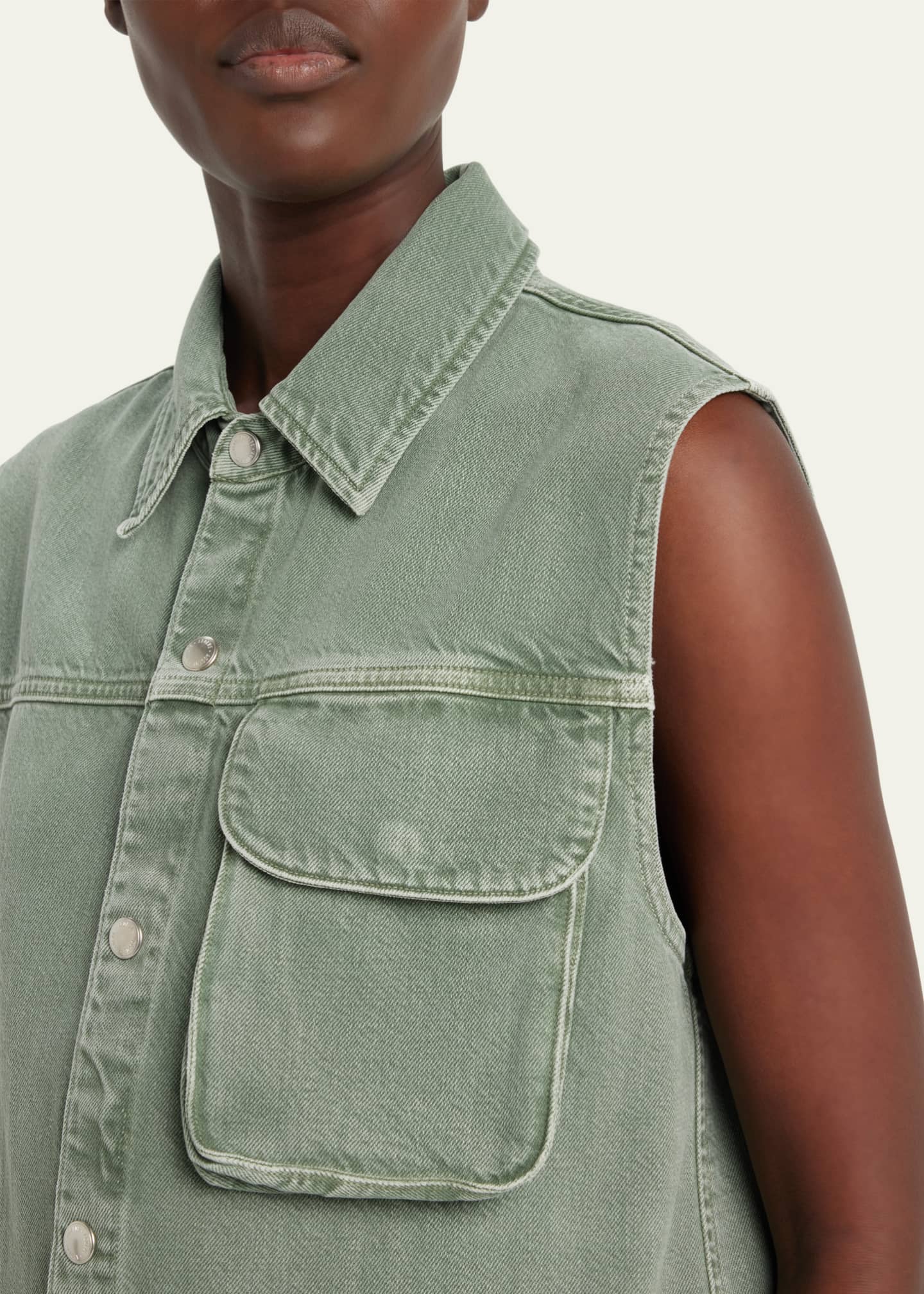 AGOLDE Hadley Sleeveless Denim Utility Shirt Bergdorf Goodman